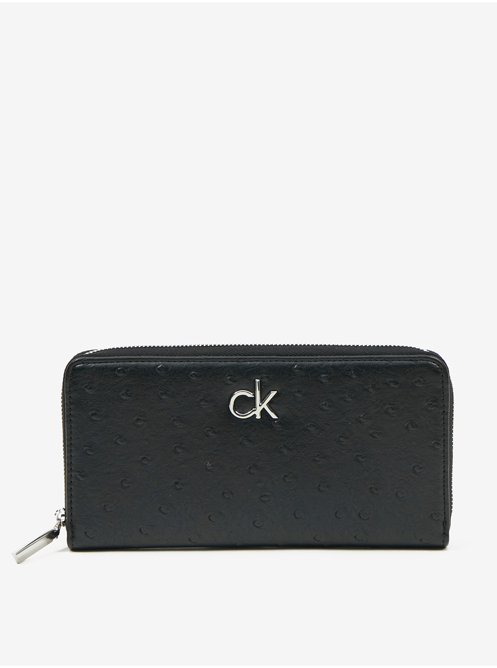 Lacno Čierna dámska peňaženka Calvin Klein Re-Lock Slim