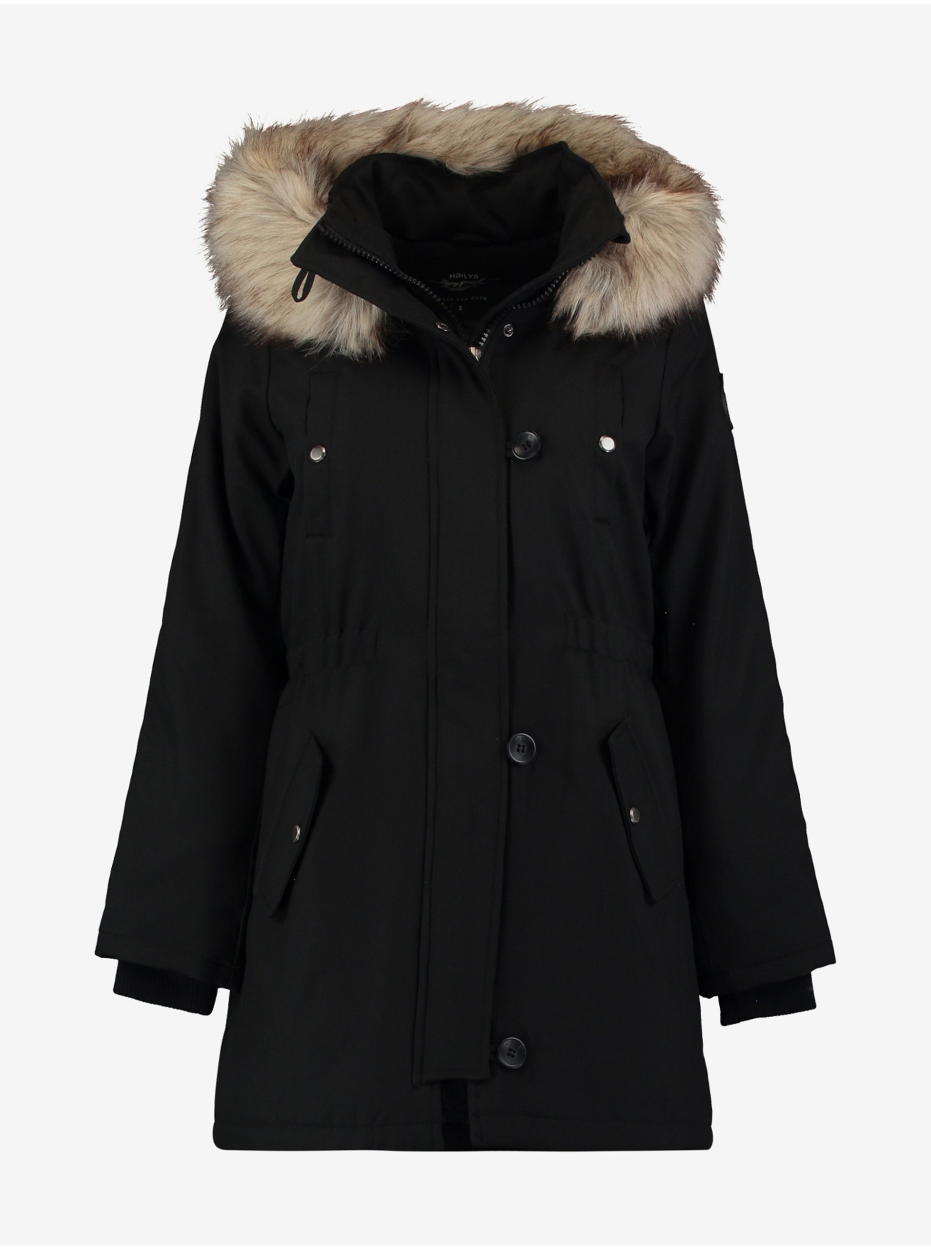 Lacno Čierny zimný kabát Hailys Ilona