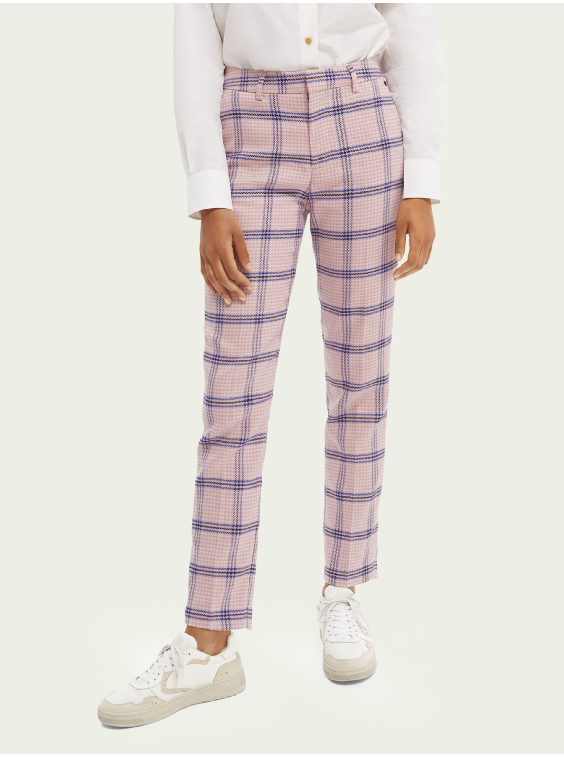 E-shop Růžové dámské kostkované kalhoty Scotch & Soda