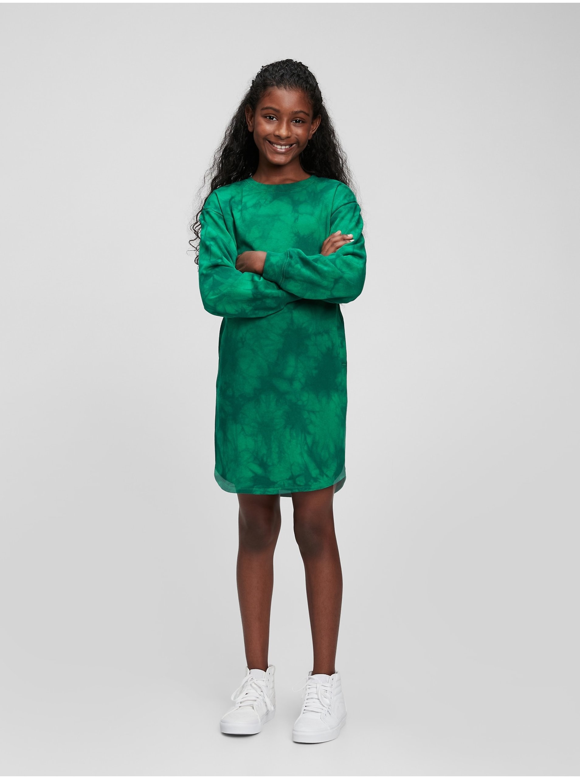 Lacno Zelené dievčenské šaty s batikou GAP
