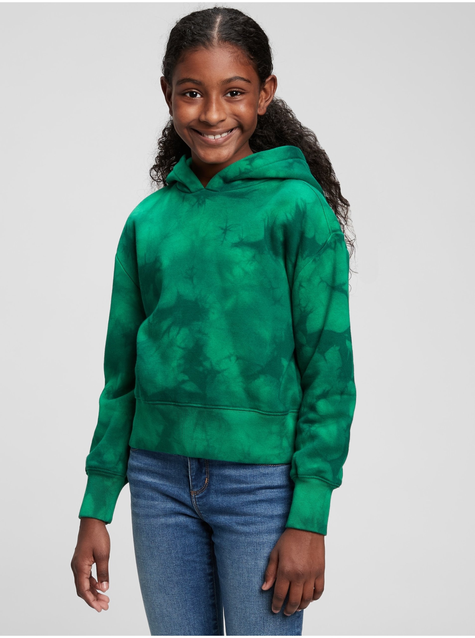 Levně Zelená holčičí mikina hoodie batika GAP