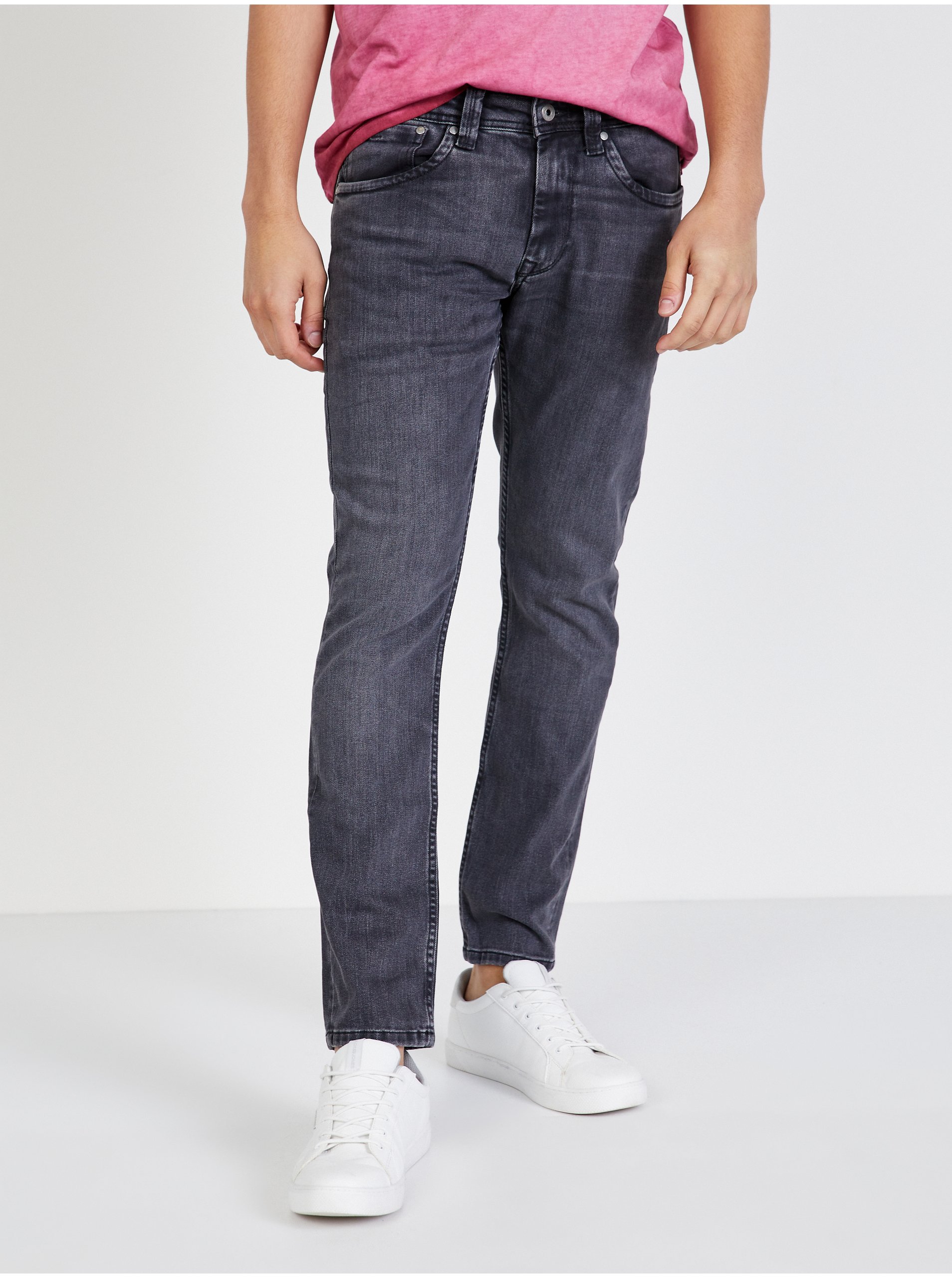 E-shop Tmavě šedé pánské straight fit džíny Pepe Jeans Cash