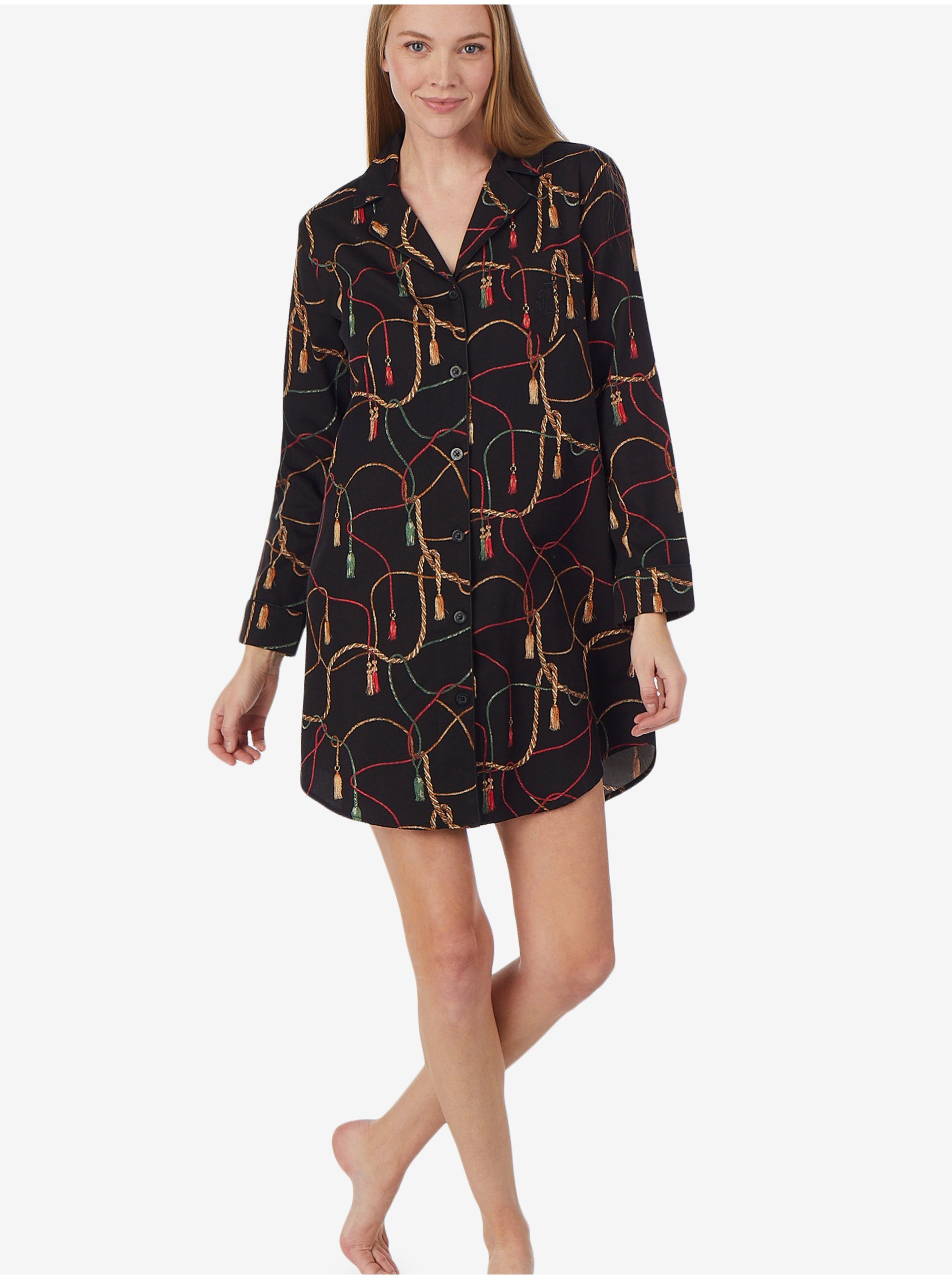 Lacno Čierne dámske vzorované pyžamo Ralph Lauren