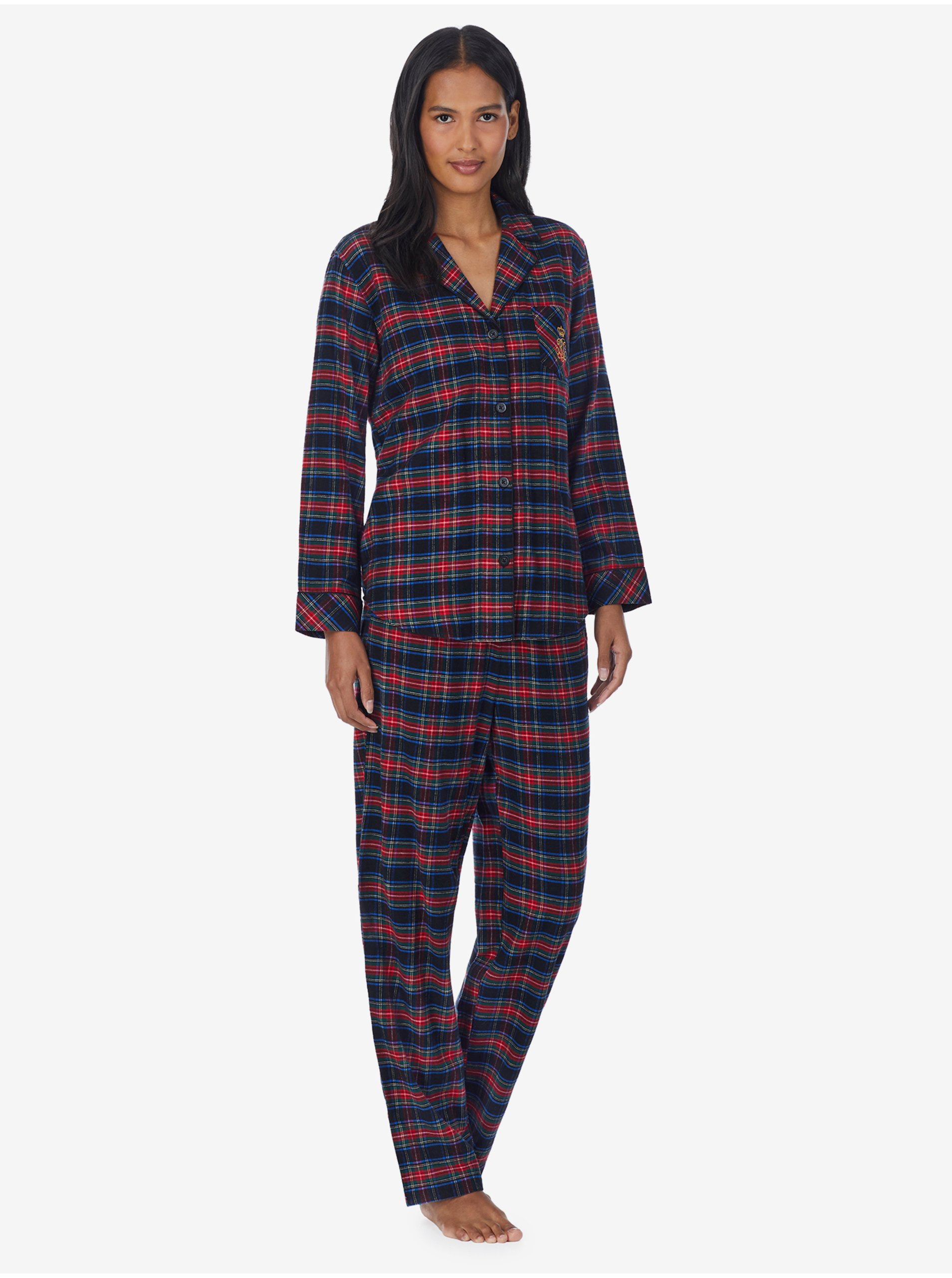 Lacno Červeno-modré dámske kockované pyžamo Ralph Lauren