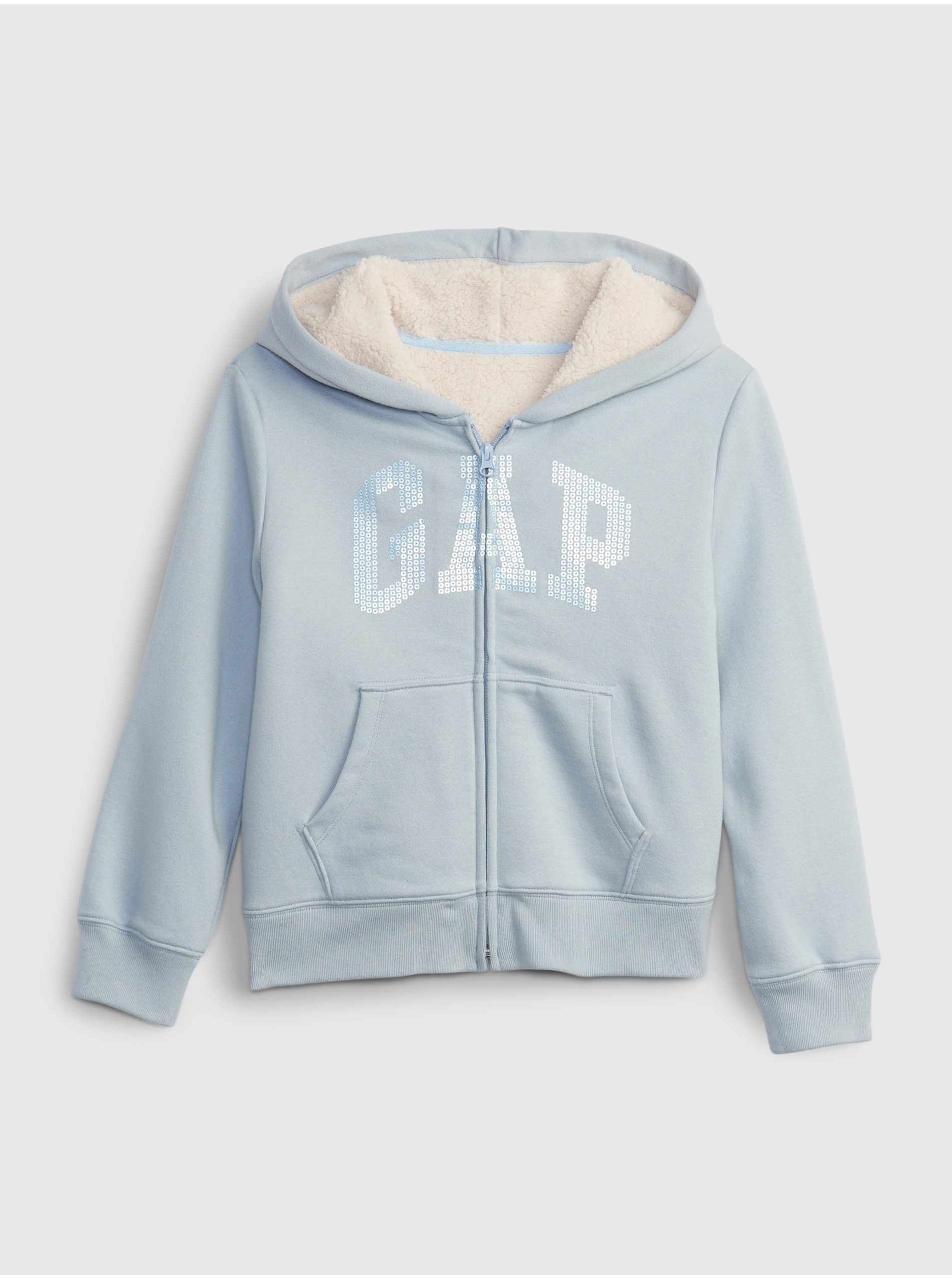 E-shop Modrá holčičí mikina sherpa Gap logo