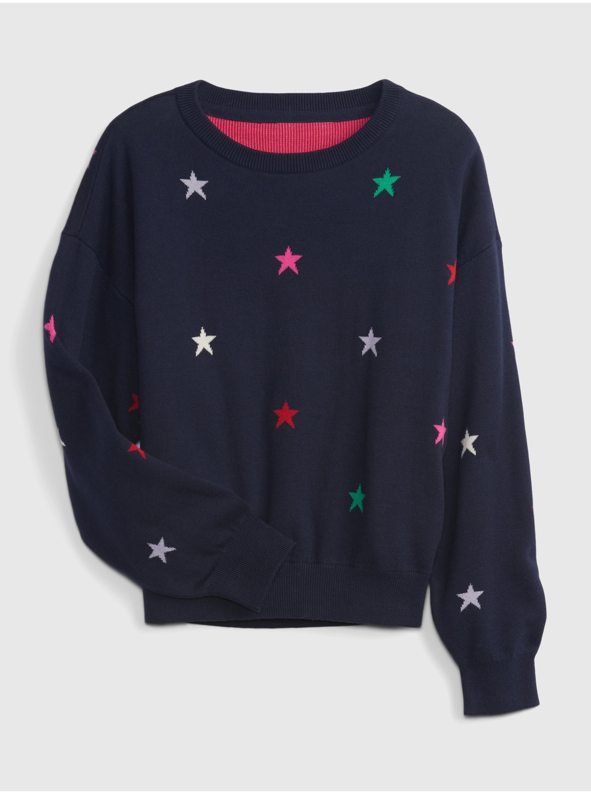 E-shop Modrý holčičí svetr GAP pletený hvězdičky