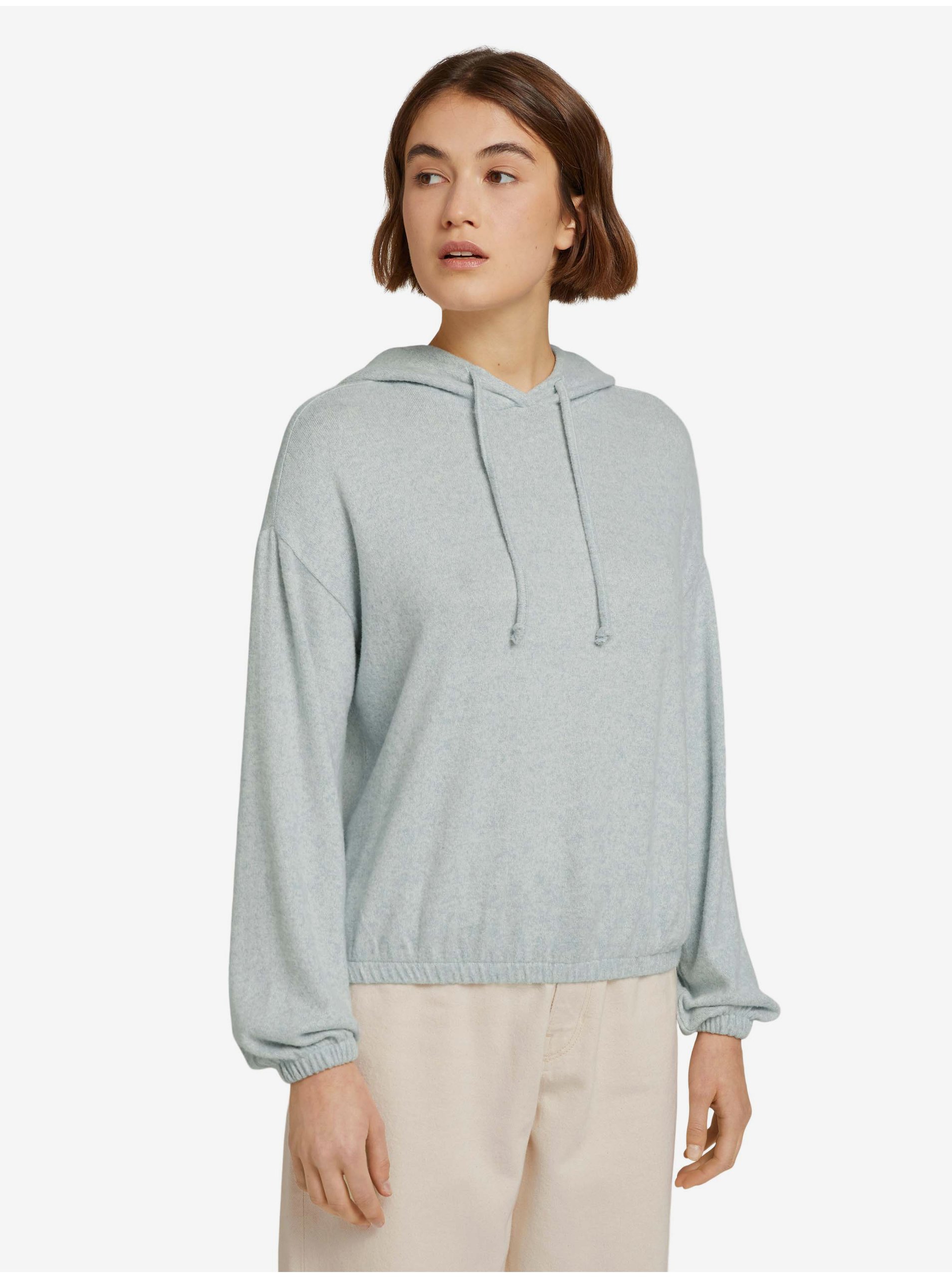 E-shop Světle šedé dámské tričko s kapucí Tom Tailor Denim