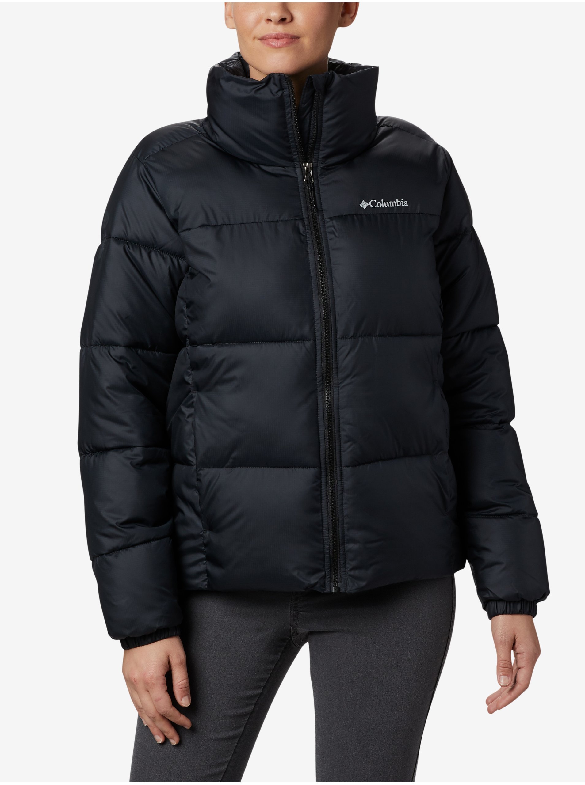 Lacno Čierna dámska prešívaná zimná bunda Columbia Puffect Jacket
