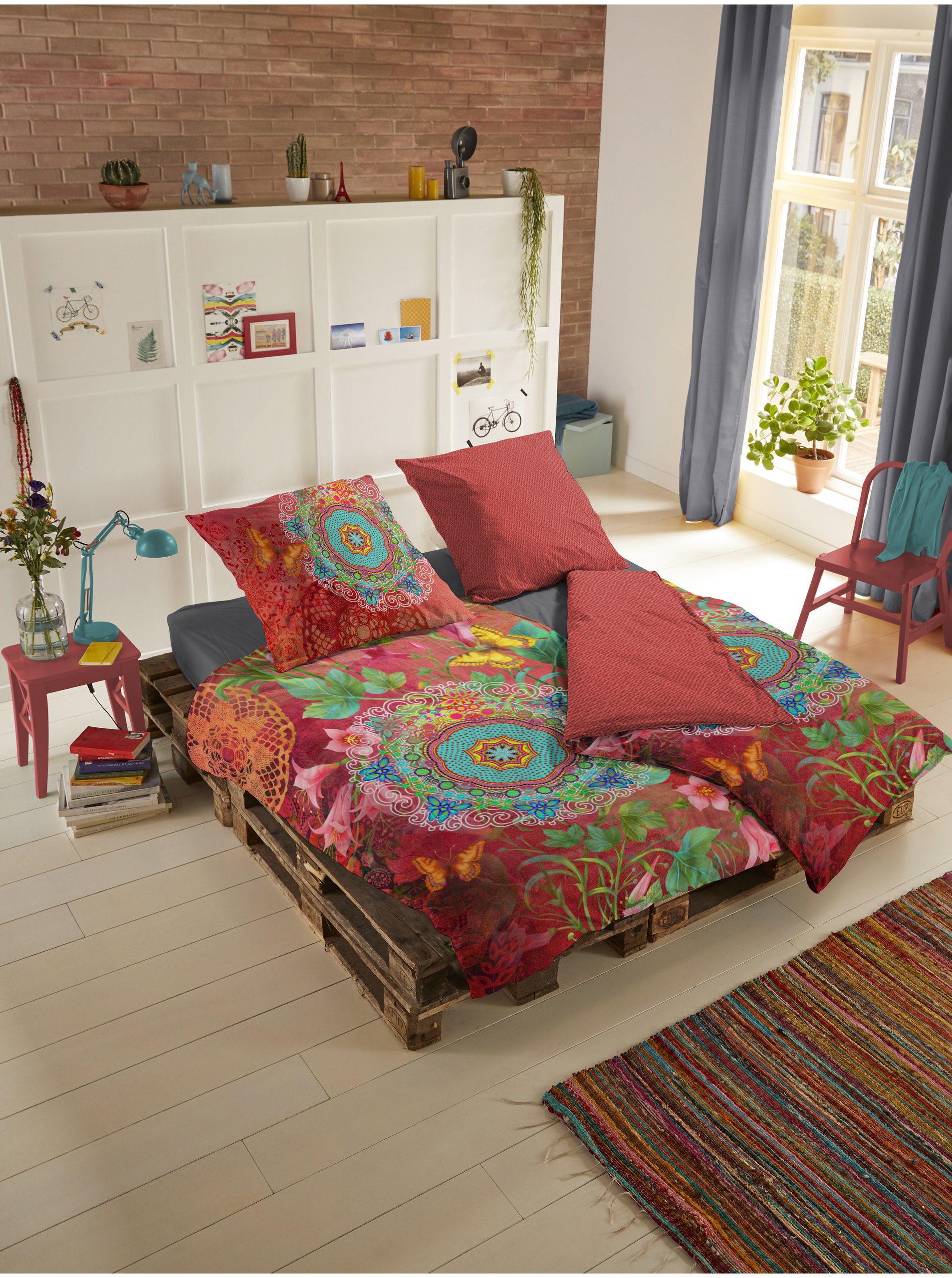 Lacno Home červené obojstranné posteľné obliečky 140x200cm