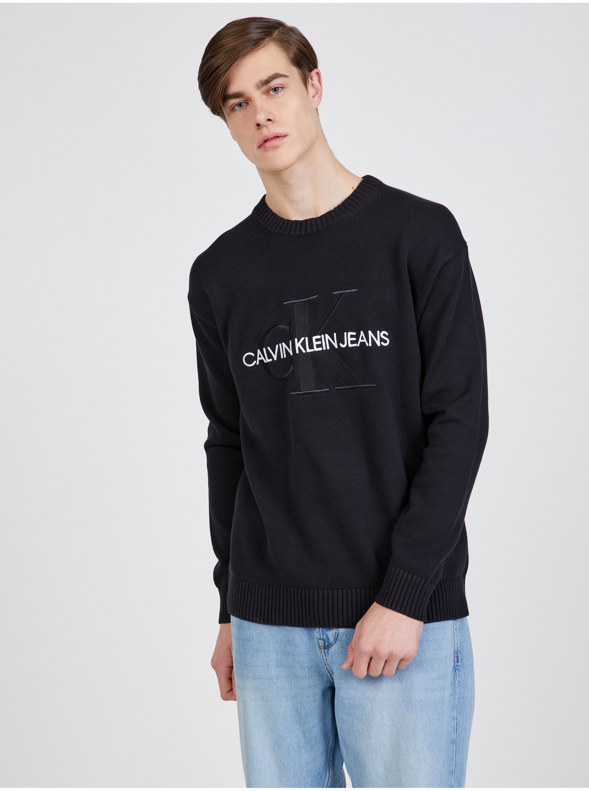 Levně Černý pánský svetr Embroidery Calvin Klein Jeans