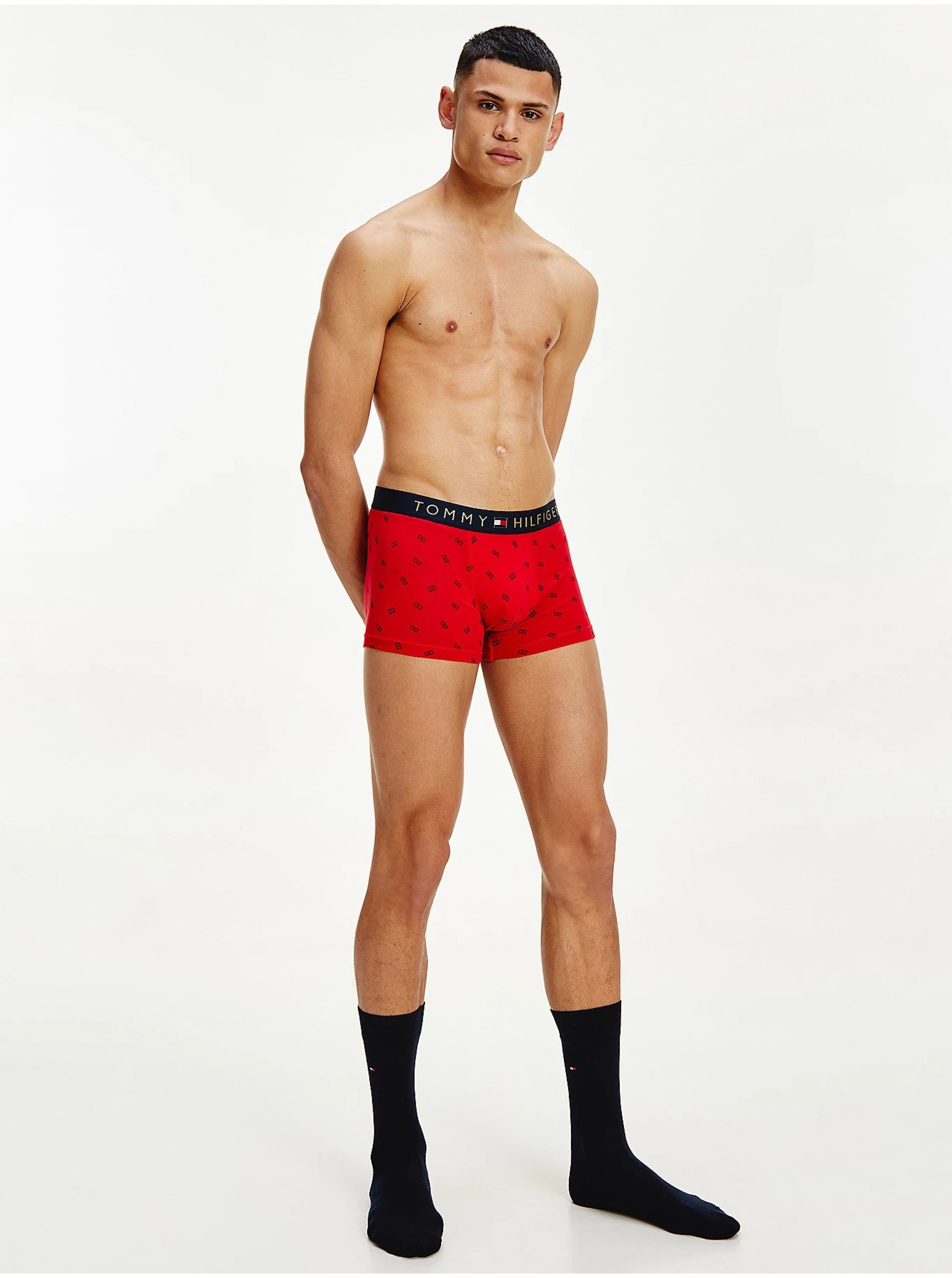 E-shop Sada dvoch pánskych vzorovaných boxeriek v tmavomodrej a červenej farbe Tommy Hilfiger