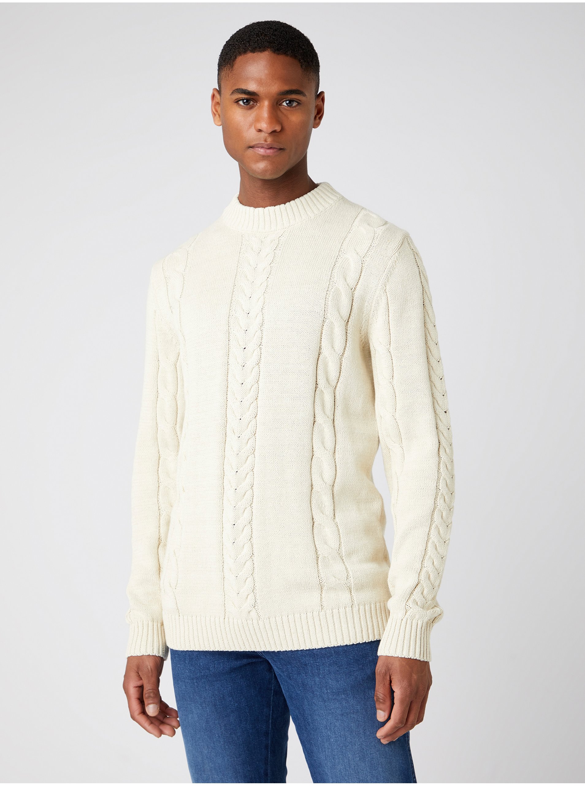 E-shop Krémový pánsky sveter Wrangler