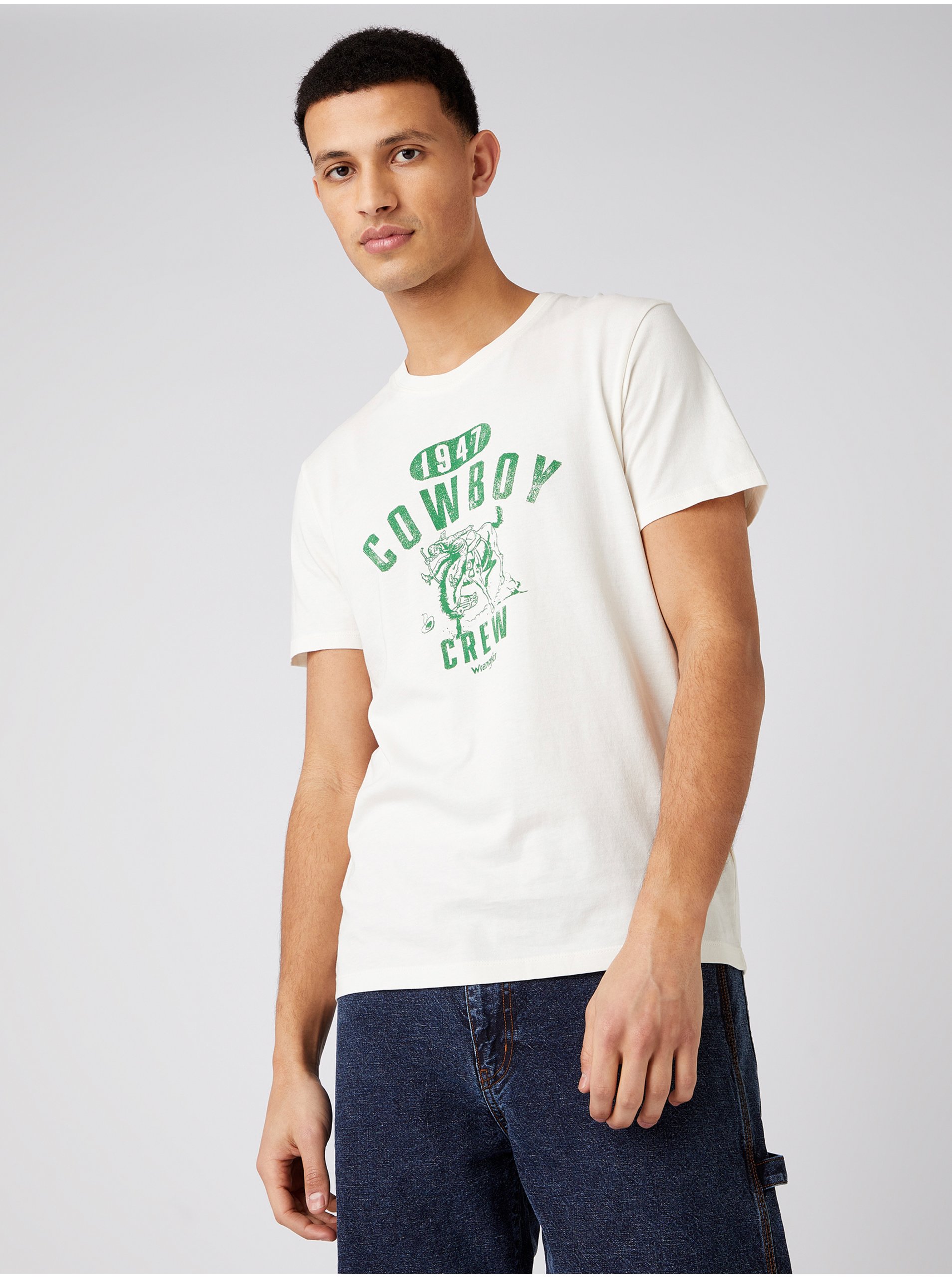 E-shop Bílé pánské tričko s potiskem Wrangler