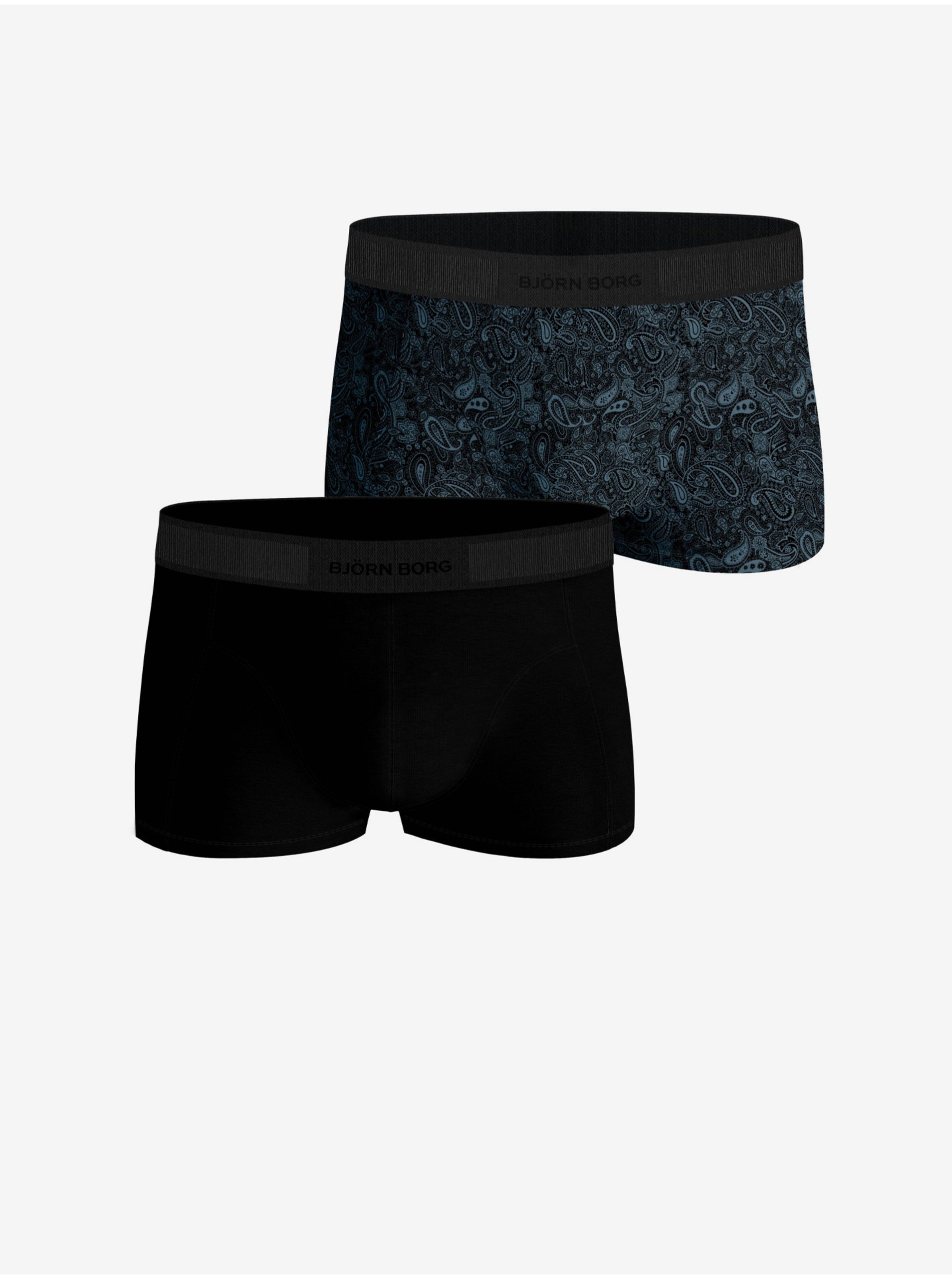 Lacno Sada dvoch pánskych vzorovaných boxeriek v modrej a čiernej farbe Björn Borg Core Trunk