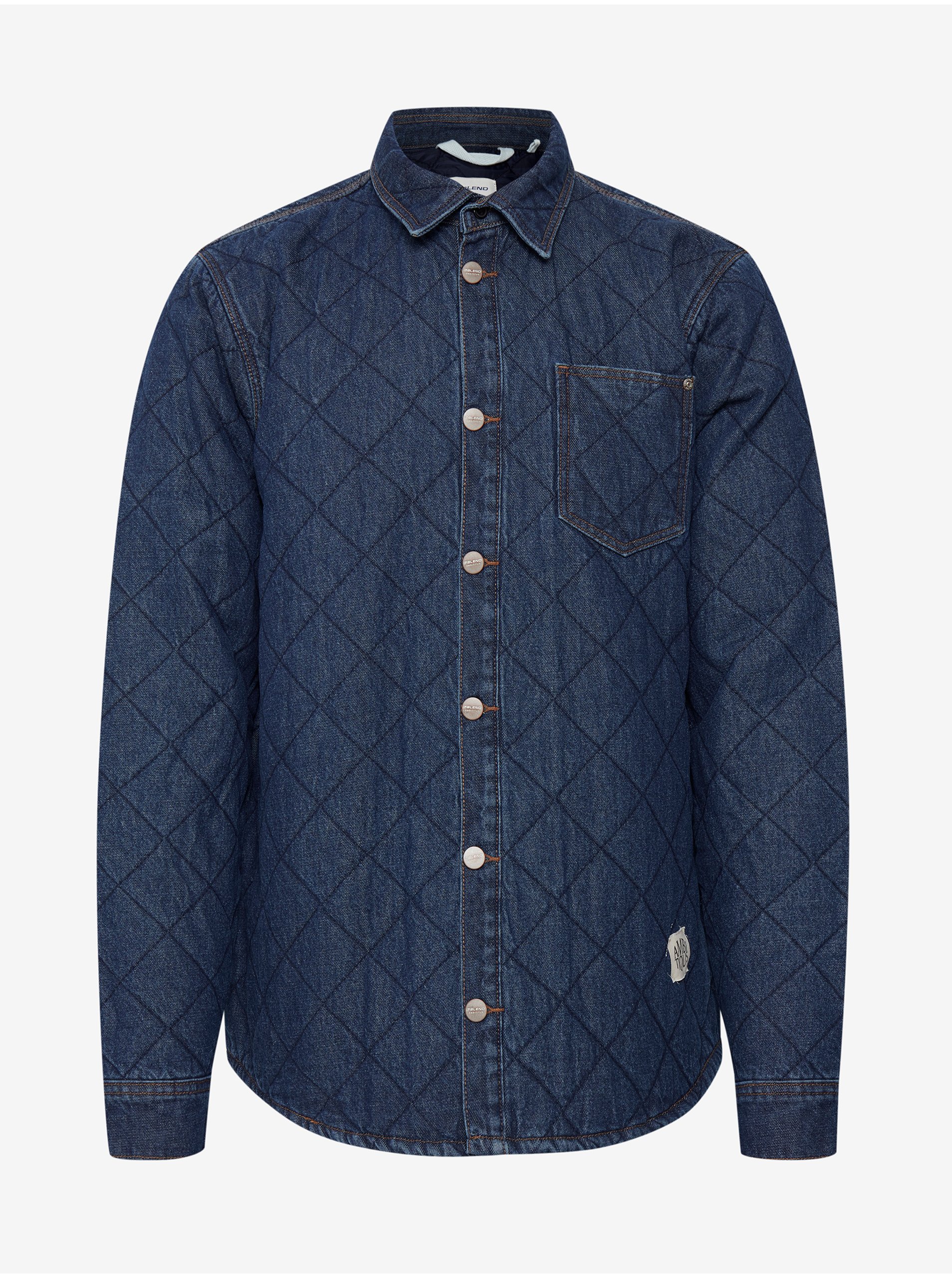 E-shop Tmavě modrá prošívaná džínová košile Blend