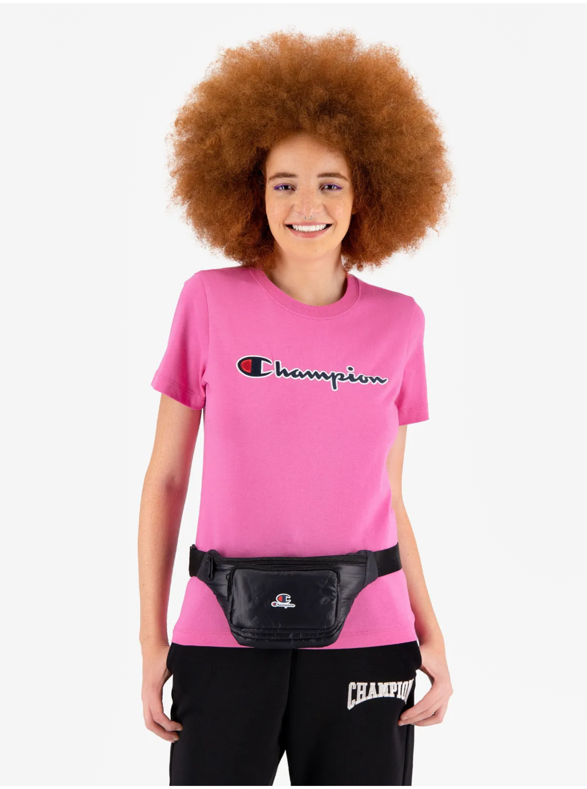 Levně Růžové dámské tričko Champion