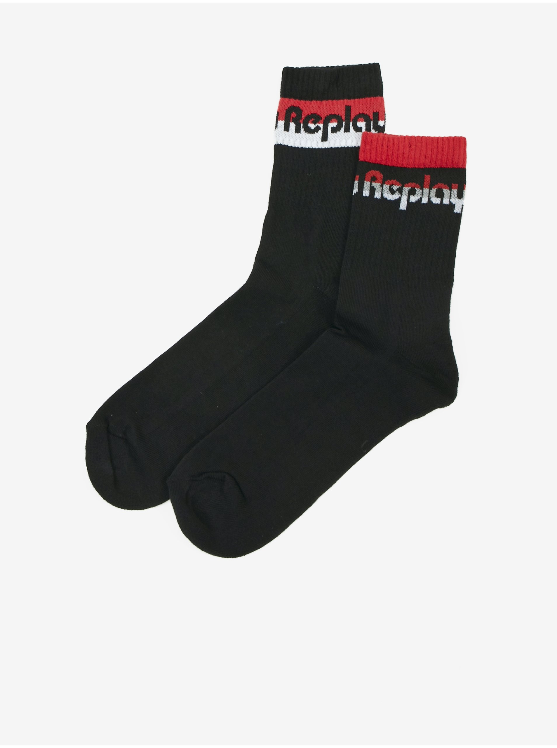 Levně Sada dvou párů pánských ponožek v černé barvě Replay