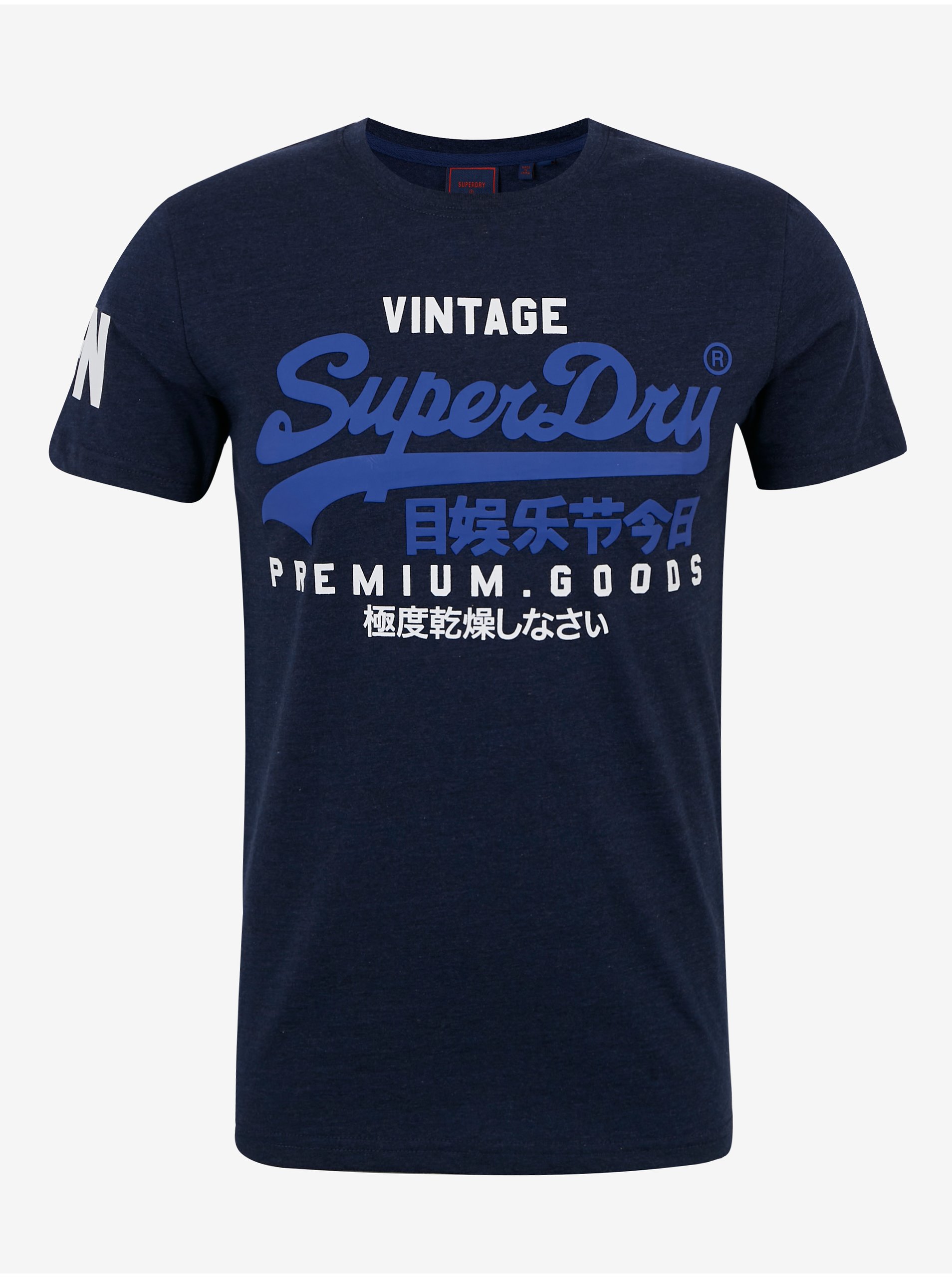 E-shop Tmavomodré pánske tričko s potlačou Superdry