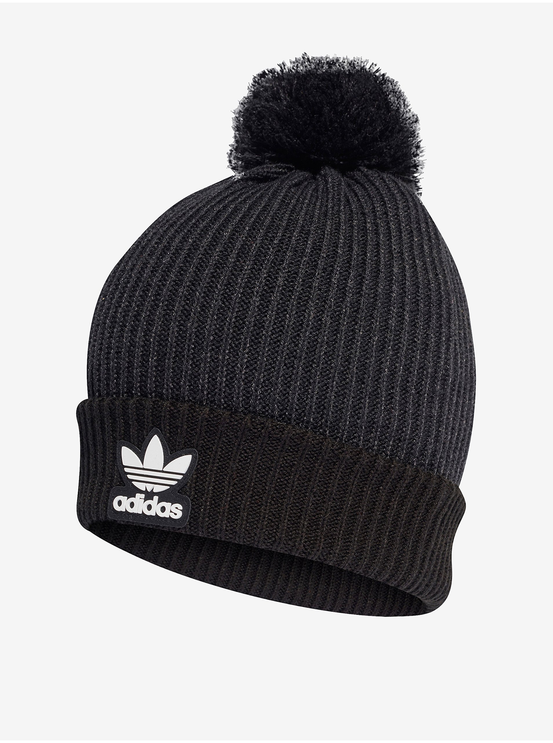 Levně Černo-šedá dámská čepice adidas Originals Pom Beanie