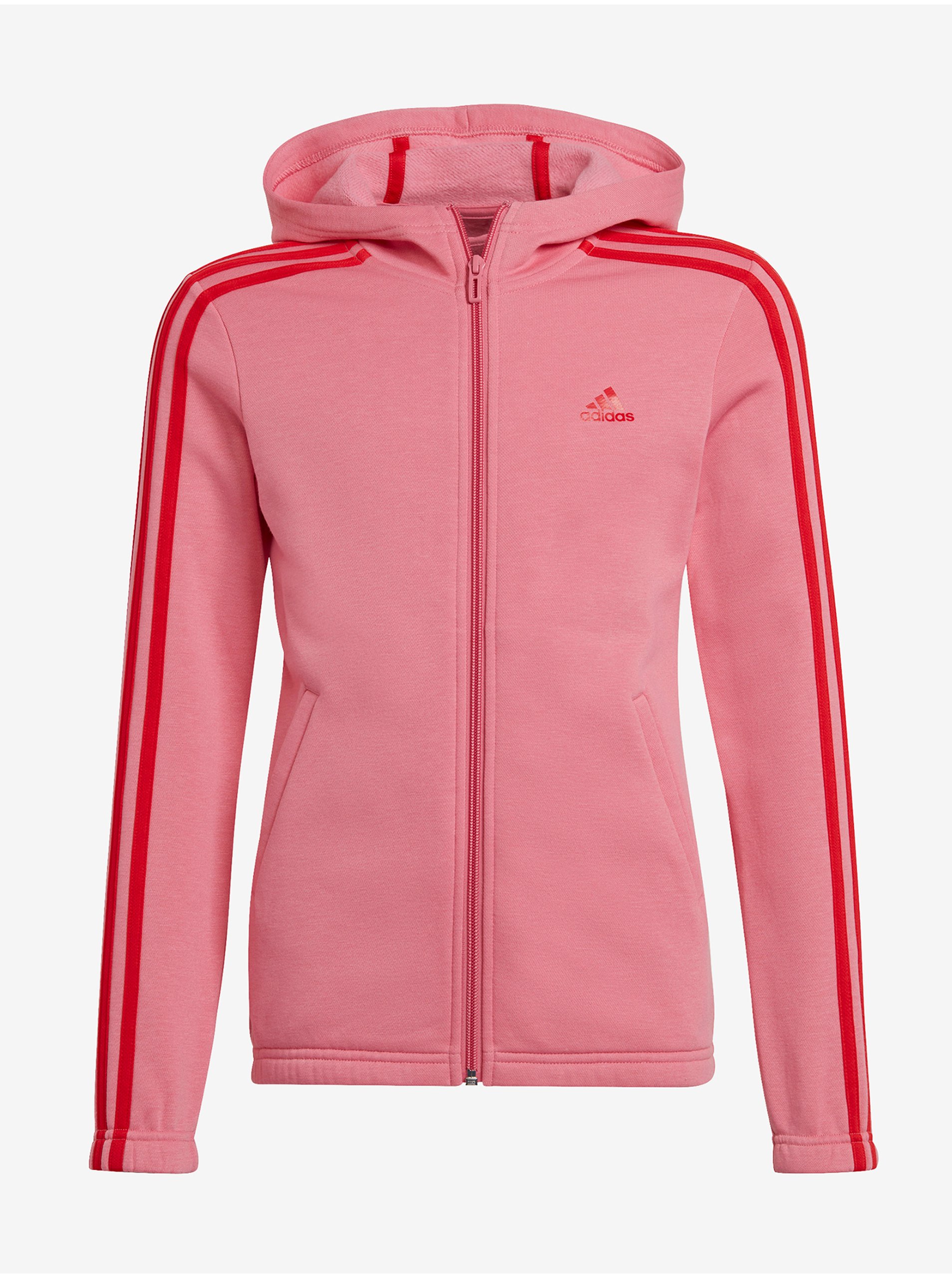 Lacno Ružová dievčenská mikina na zips adidas Performance