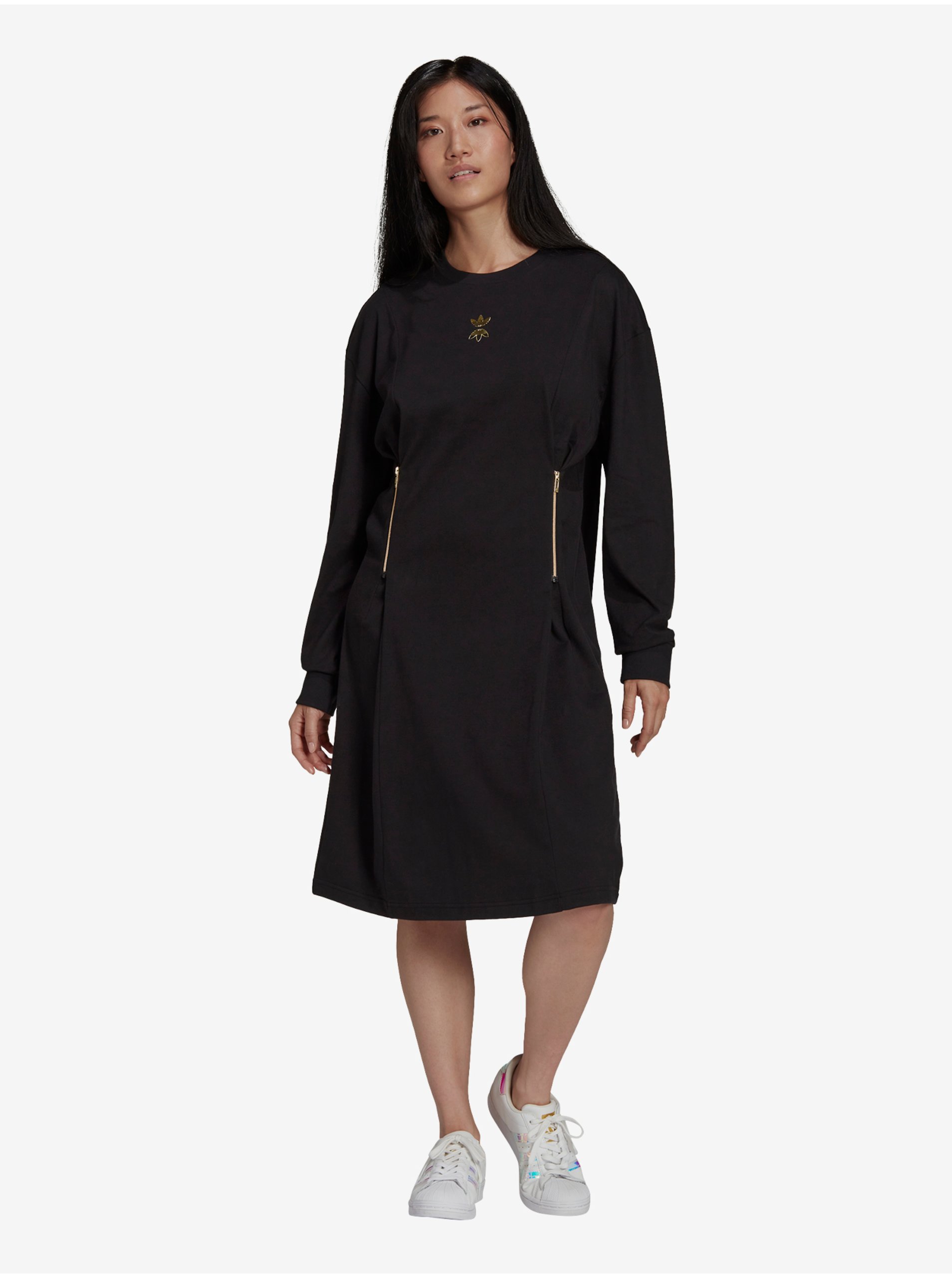 Levně Černé dámské mikinové šaty adidas Originals