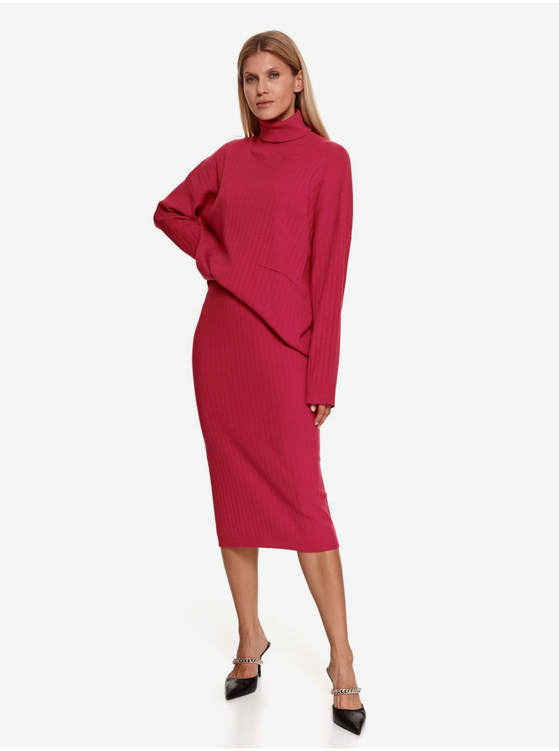 E-shop Tmavě růžová žebrovaná sukně TOP SECRET