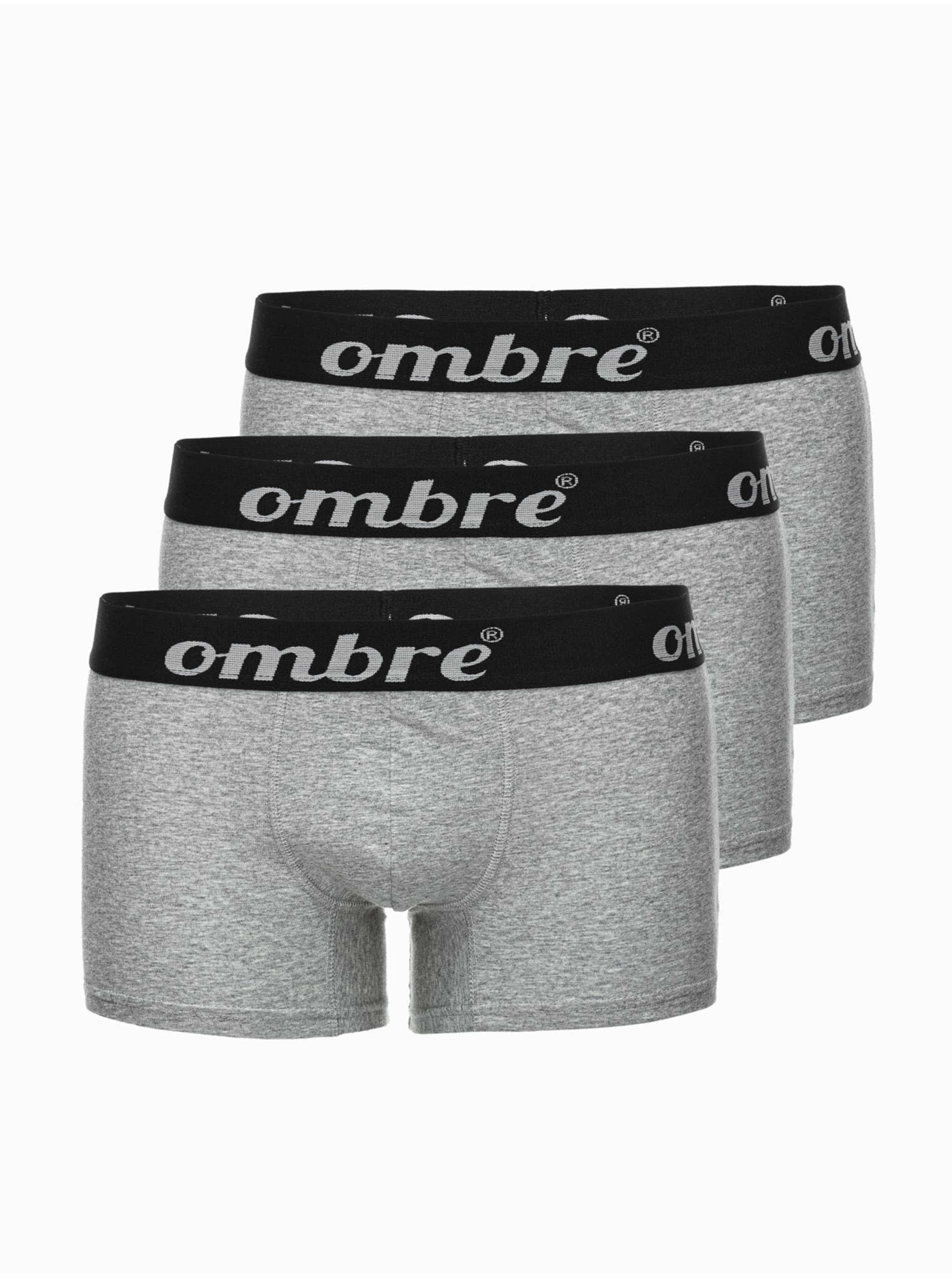 Levně Šedé pánské boxerky - 3 pack Ombre Clothing U159