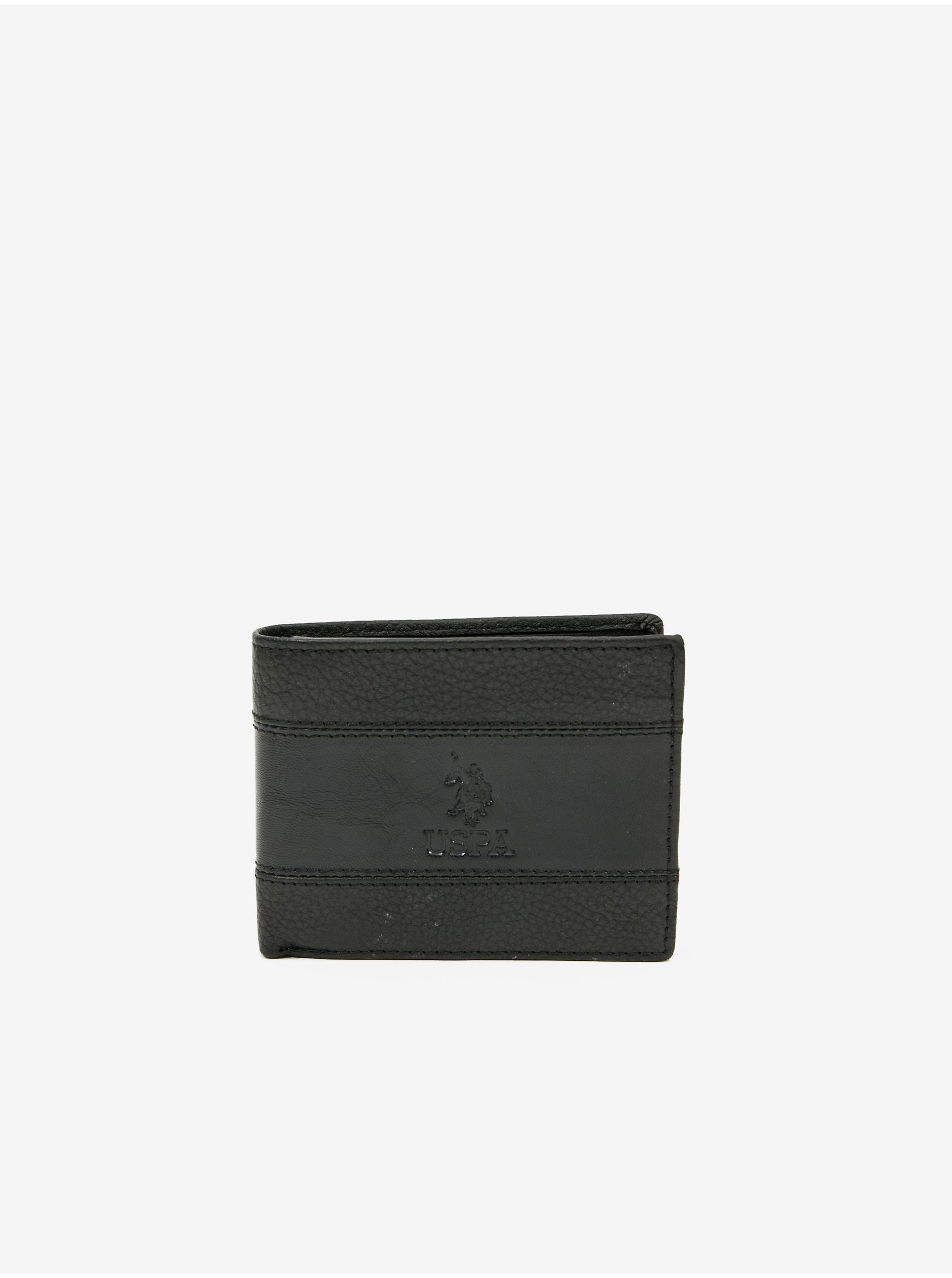 Lacno Čierna pánska kožená peňaženka U.S. Polo Assn. Union Horiz