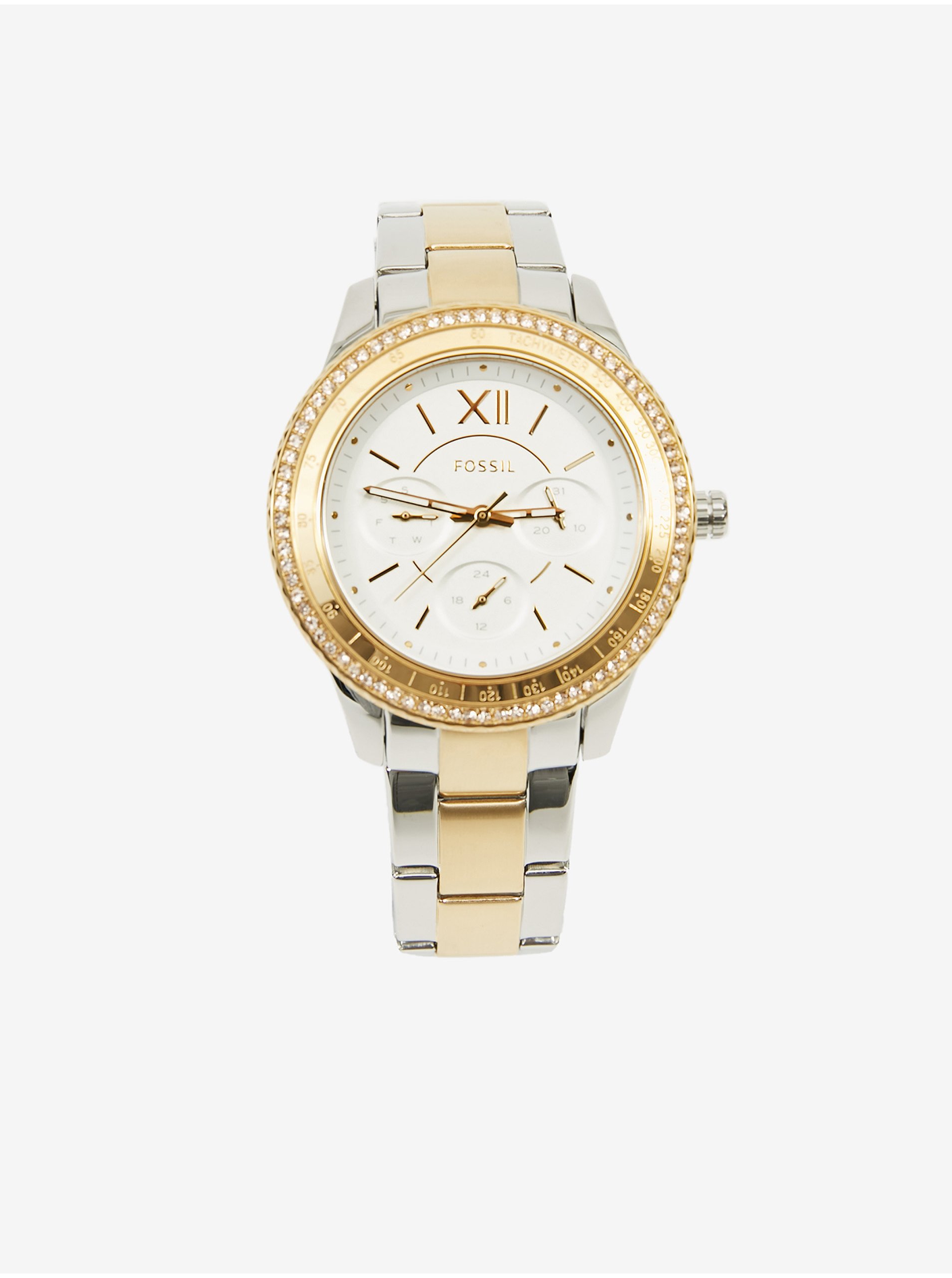 Levně Dámské hodinky s páskem ve zlaté a stříbrné barvě Fossil