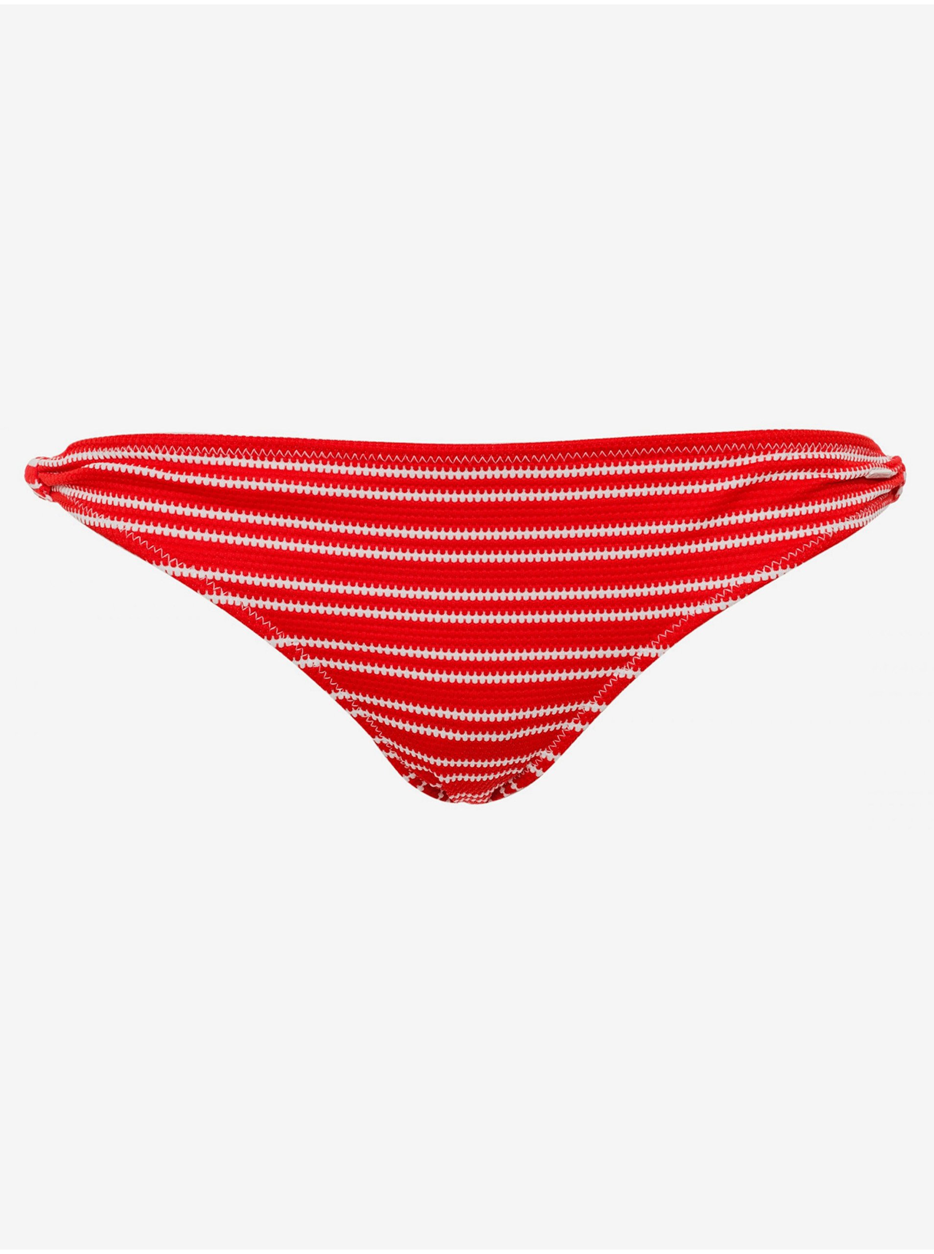 Levně Červený dámský pruhovaný spodní díl plavek Pepe Jeans
