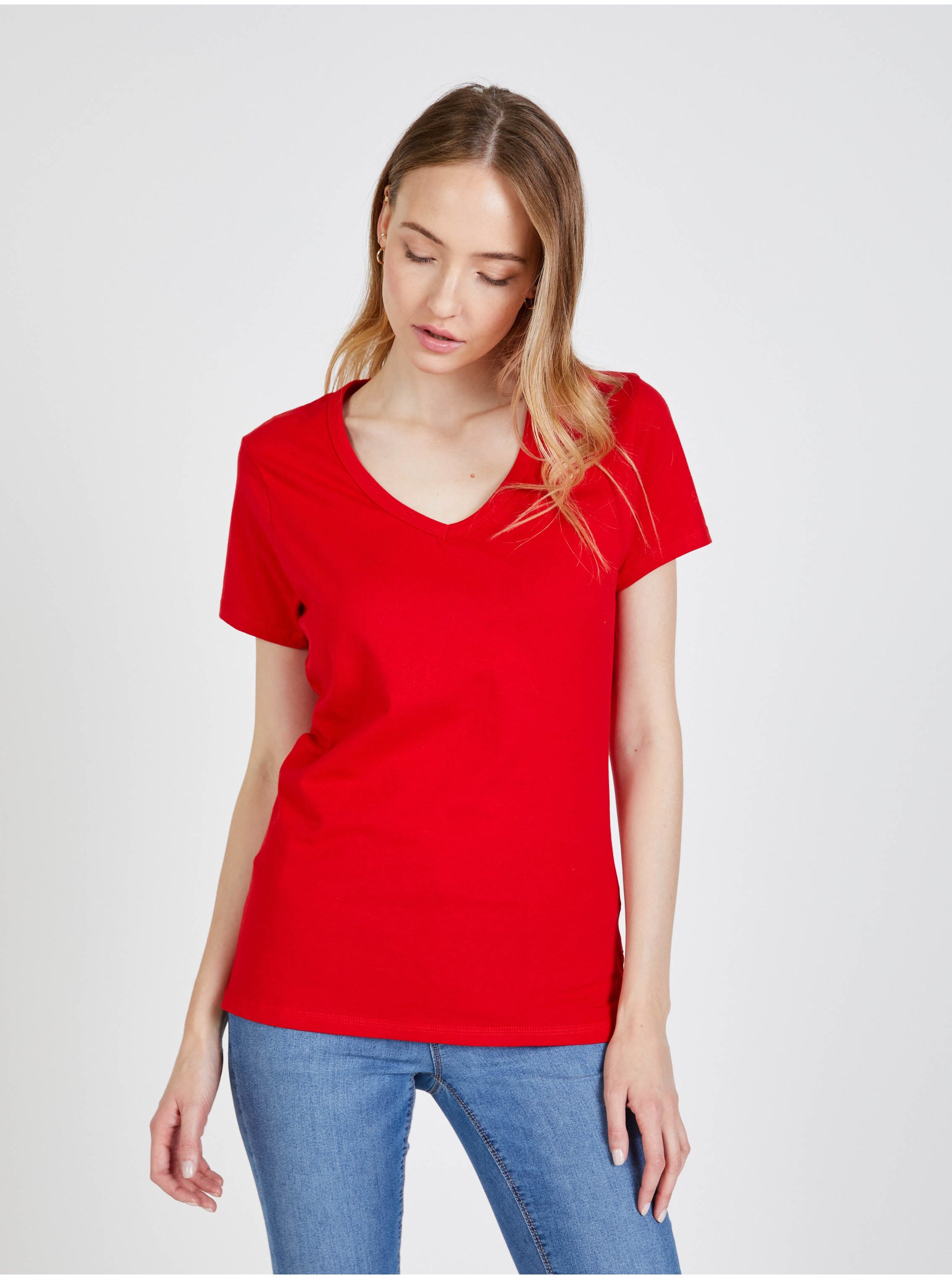 Lacno Červené dámske tričko SAM 73 Una