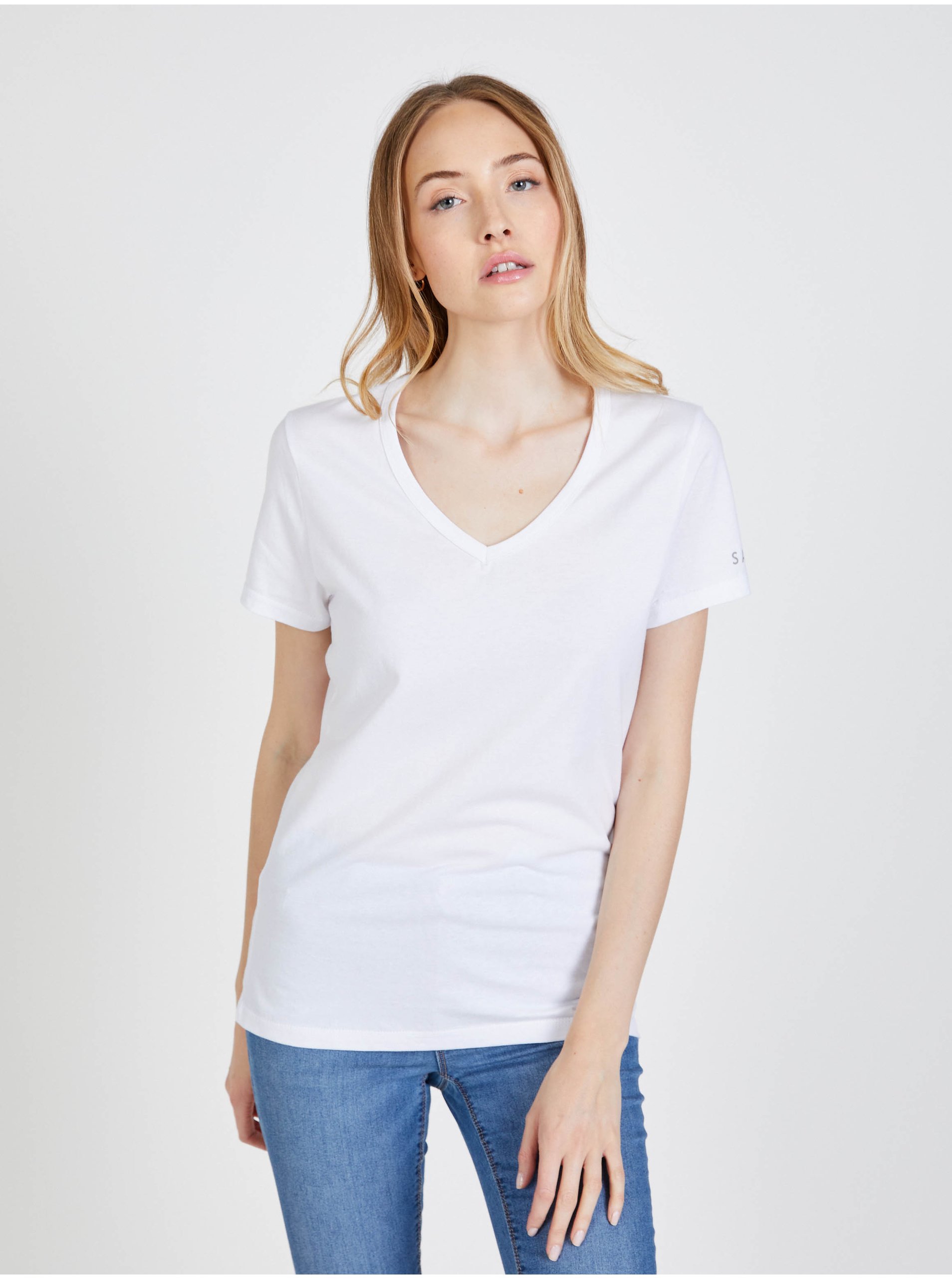 Lacno Biele dámské tričko SAM 73 Una