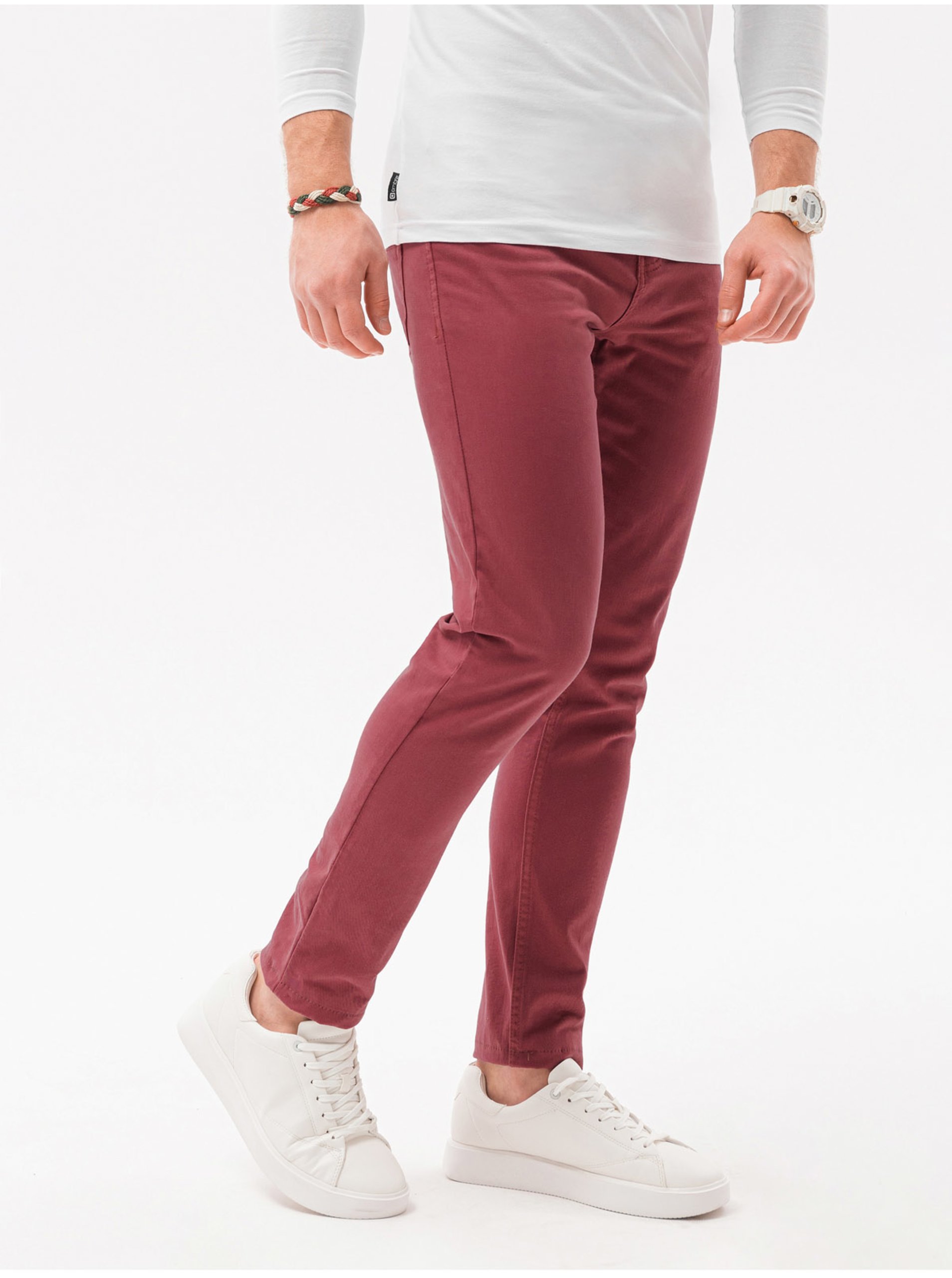 E-shop Vínové pánské kalhoty Ombre Clothing P1059