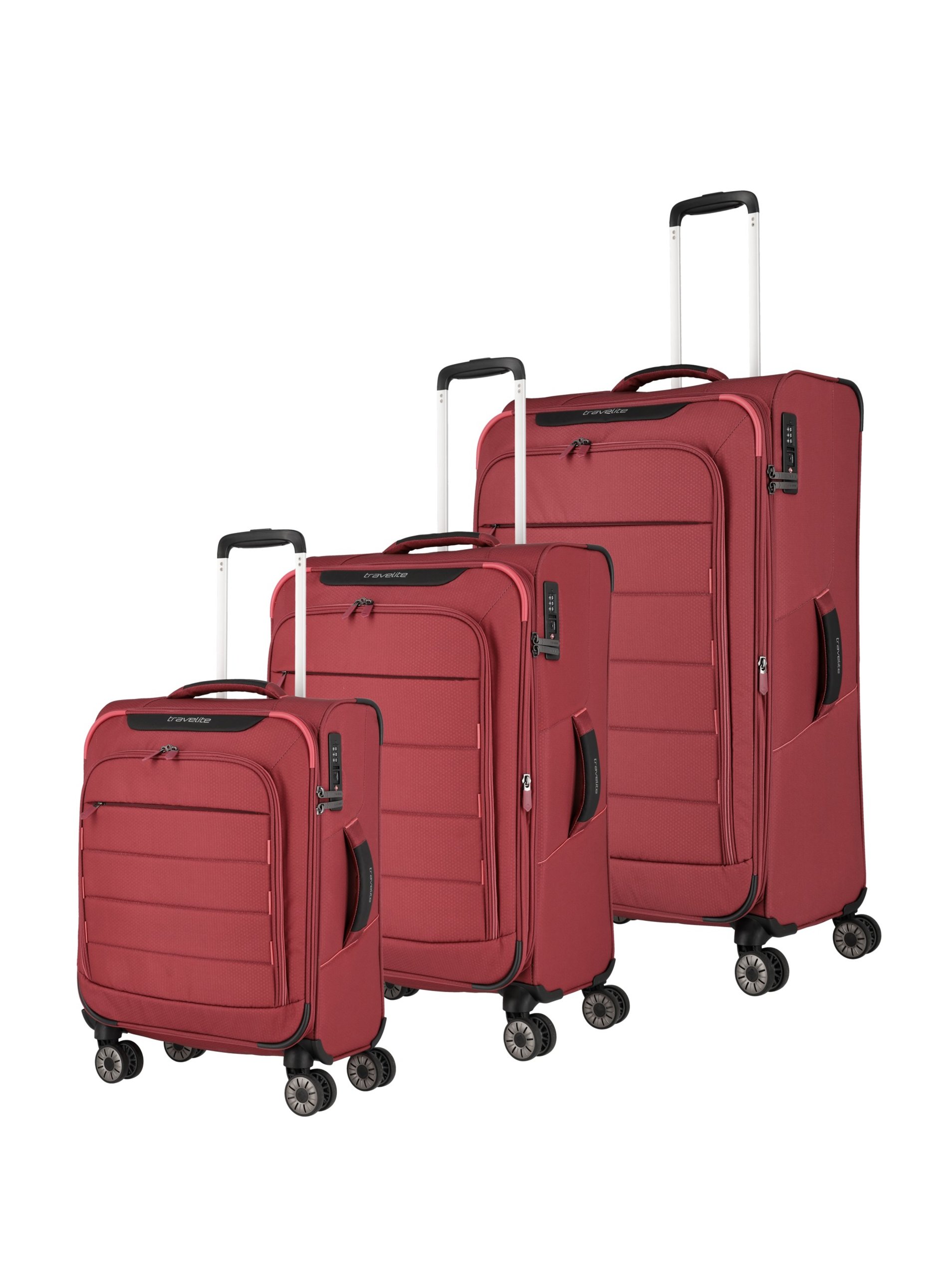 E-shop Sada cestovních kufrů Travelite Skaii 4w S,M,L - červená