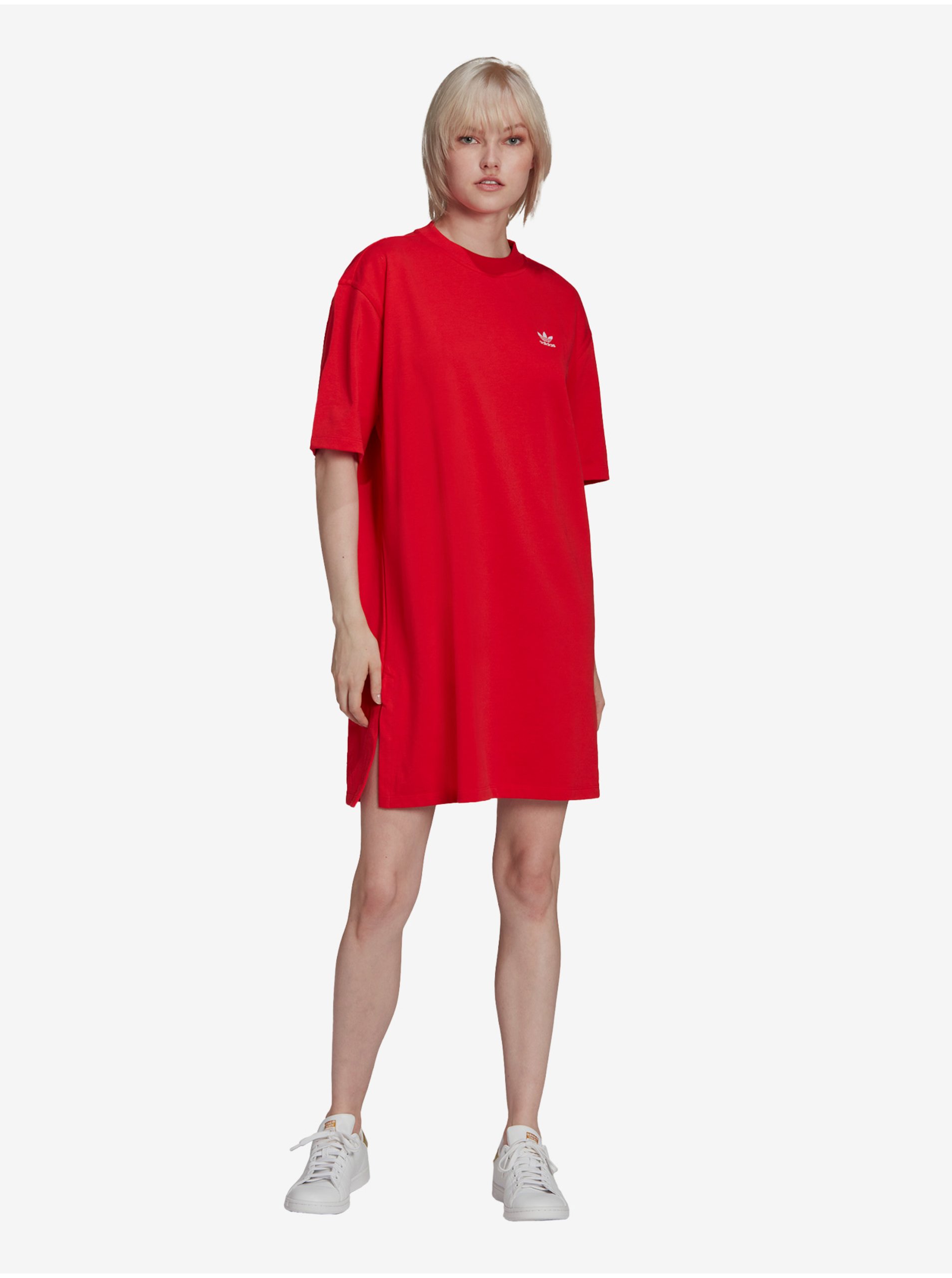Levně Červené šaty adidas Originals