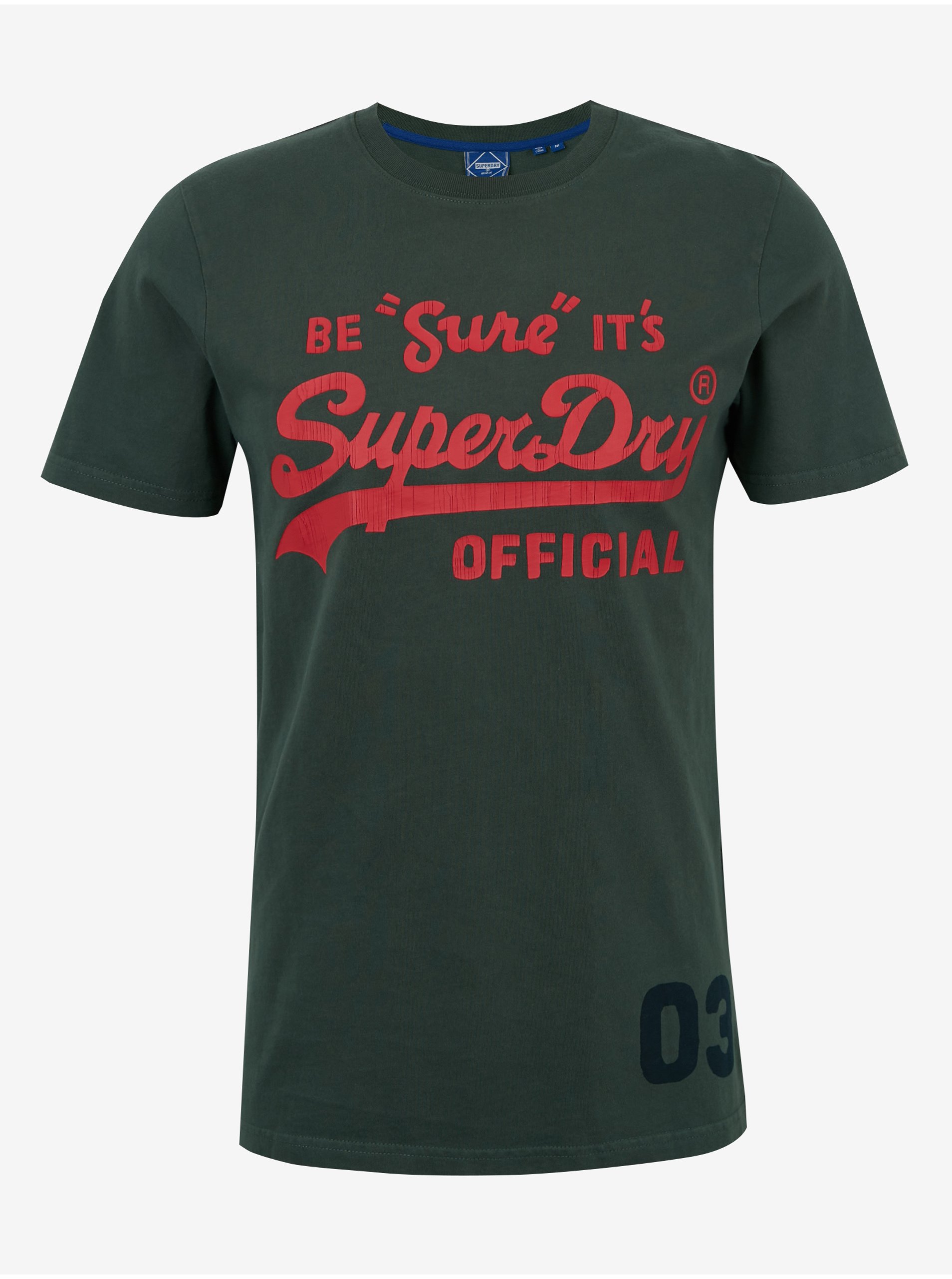 Levně Červeno-černé pánské tričko s potiskem Superdry