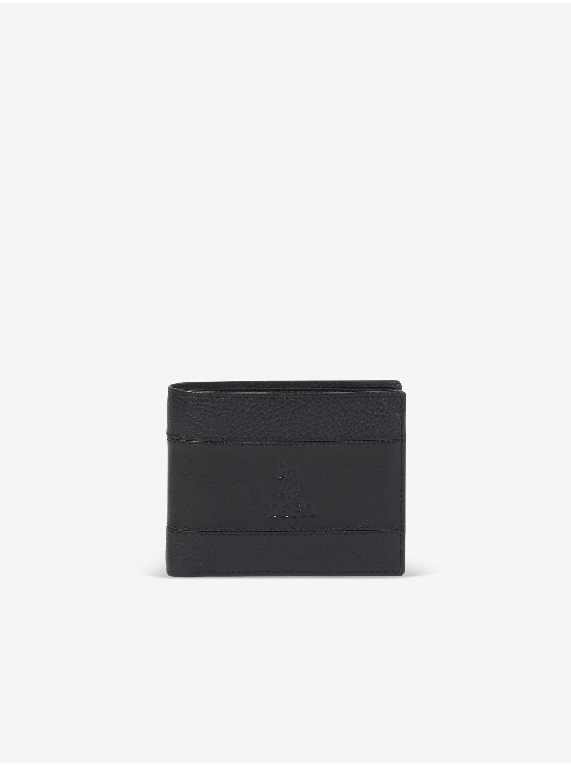 Lacno Čierna pánska kožená peňaženka U.S. Polo Assn. Horiz