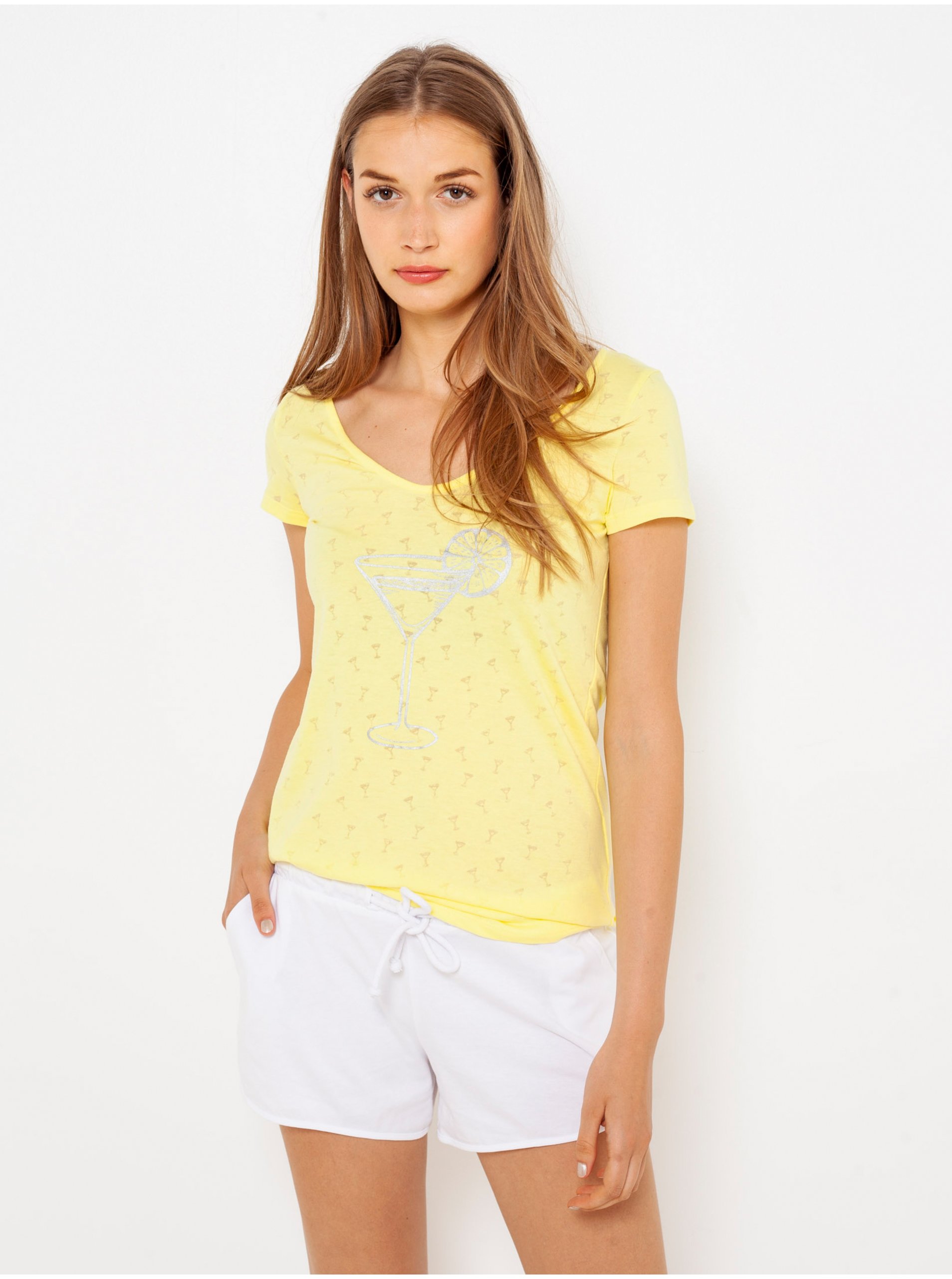 E-shop Žluté vzorované tričko CAMAIEU