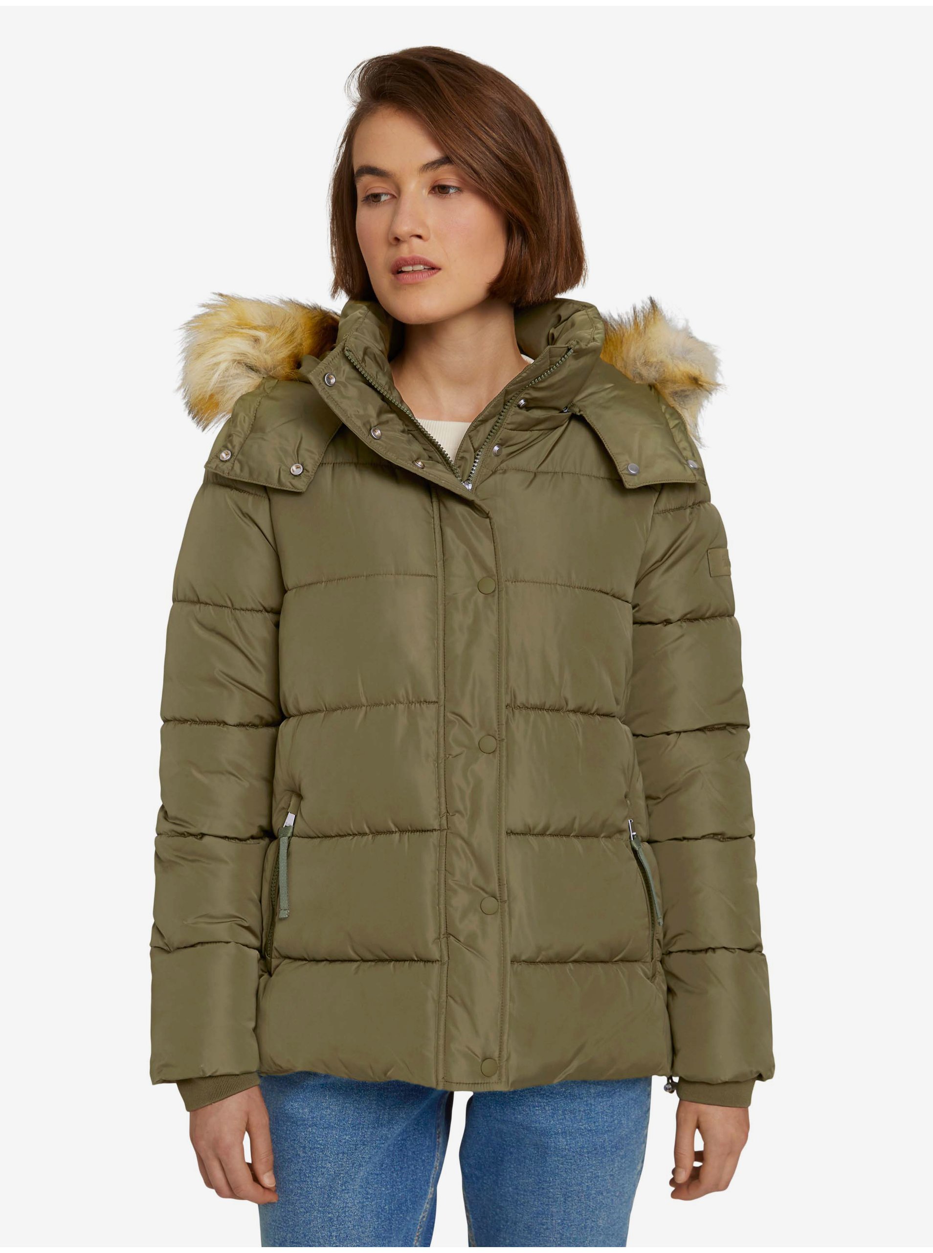 E-shop Khaki dámská zimní prošívaná bunda Tom Tailor Denim