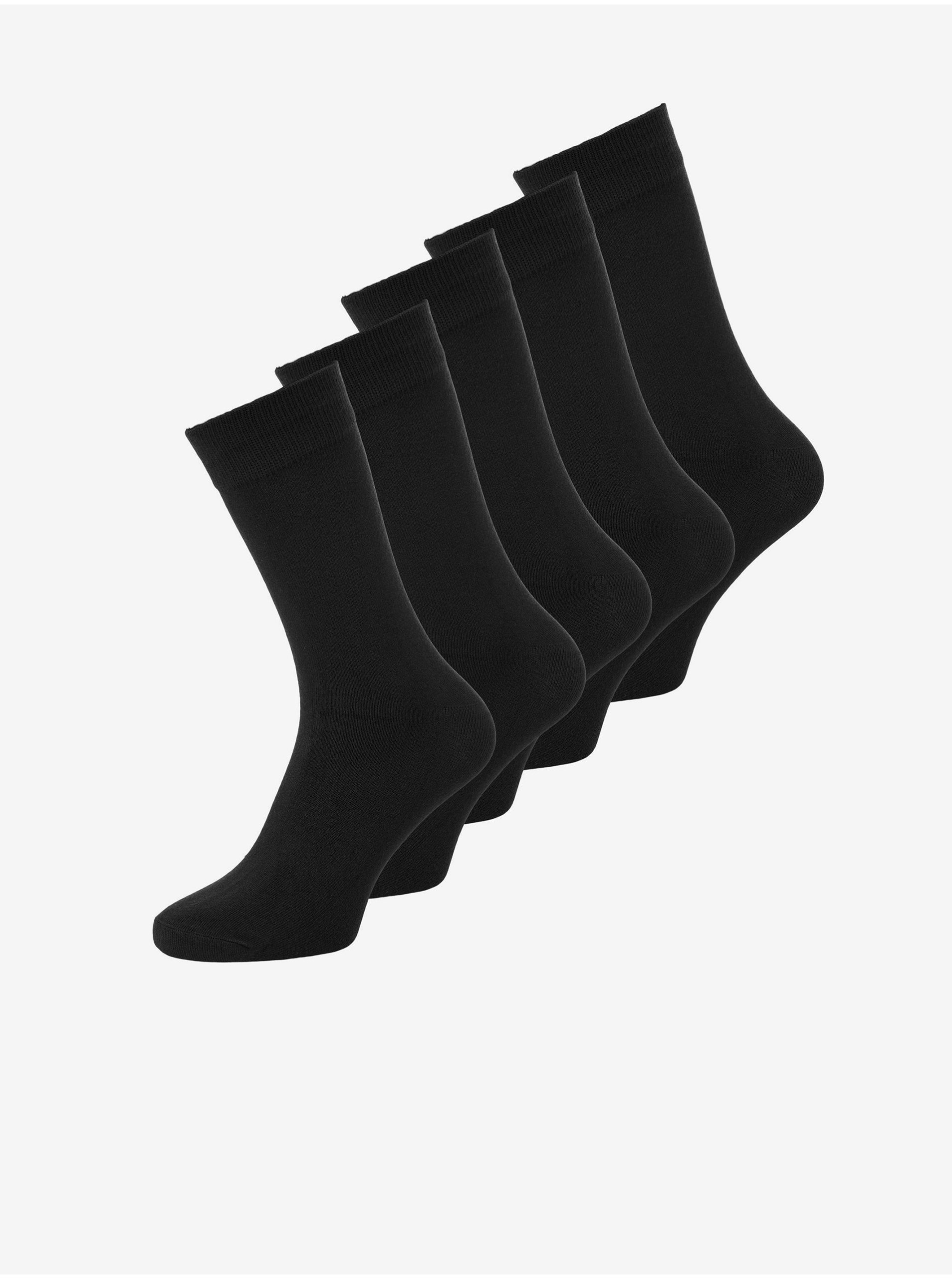 Lacno Sada piatich párov čiernych ponožiek Jack & Jones Basic Bamboo