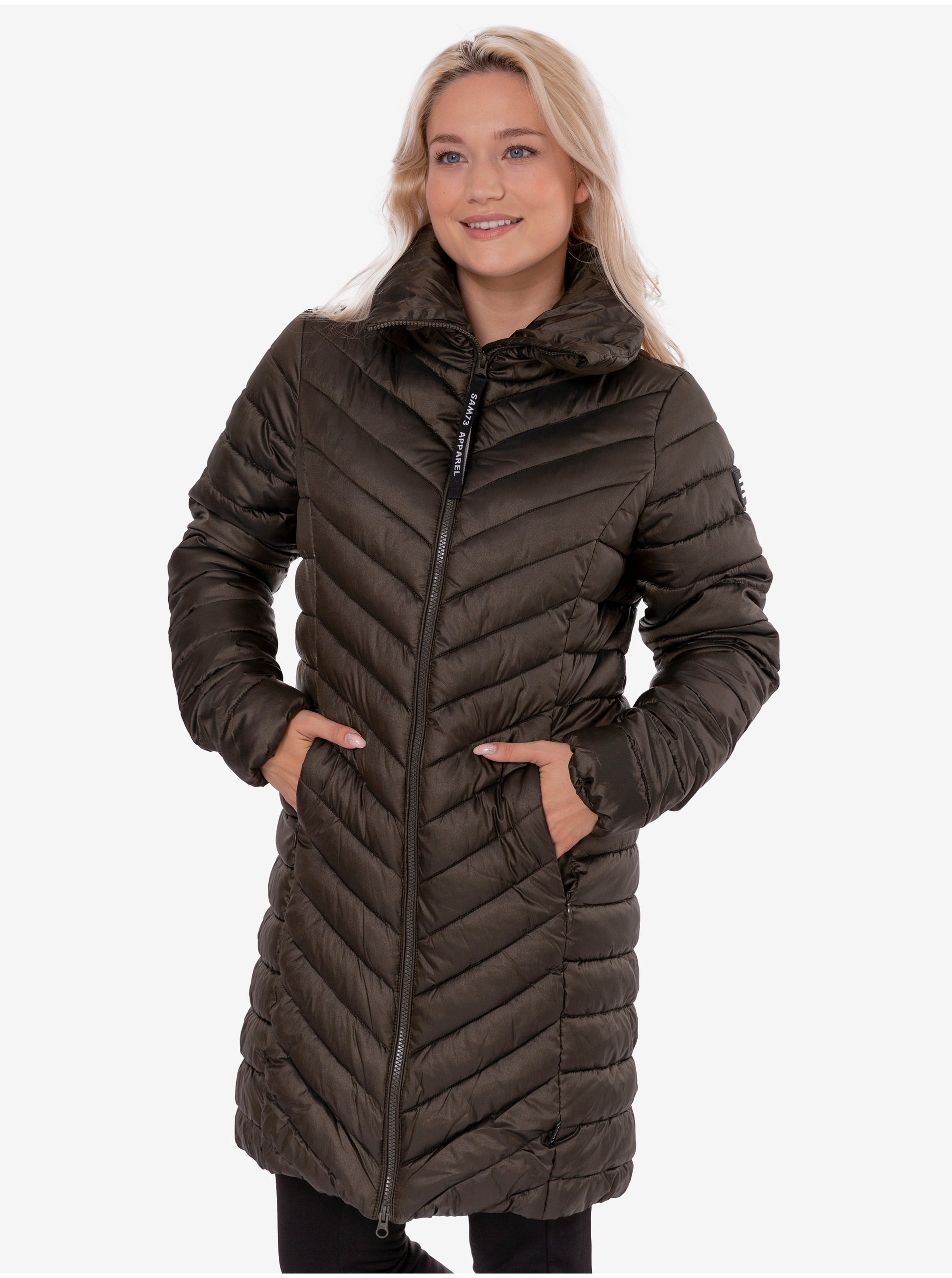 E-shop Khaki dámský prošívaný kabát Sam 73