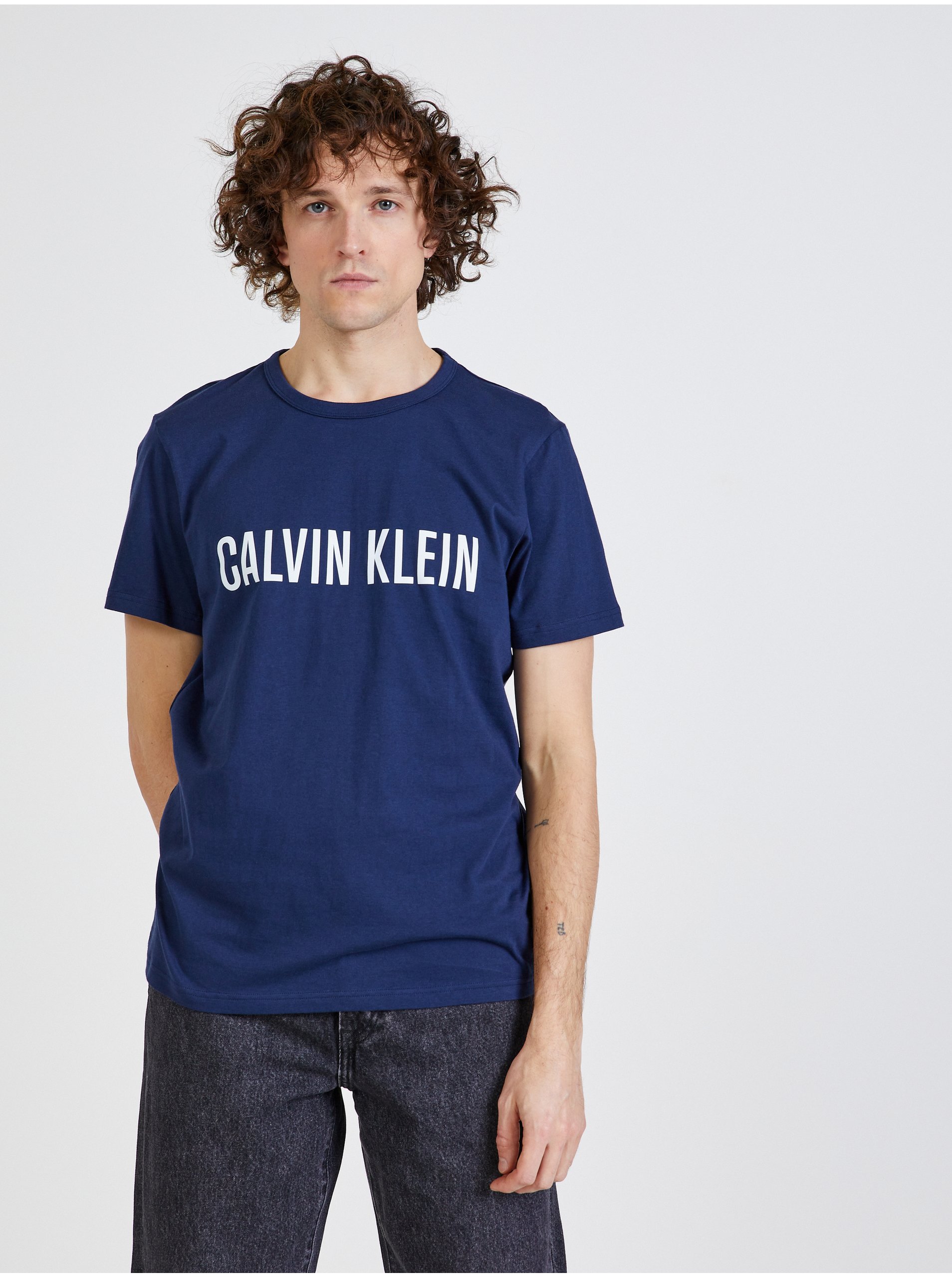 E-shop Tmavě modré pánské tričko Calvin Klein Jeans