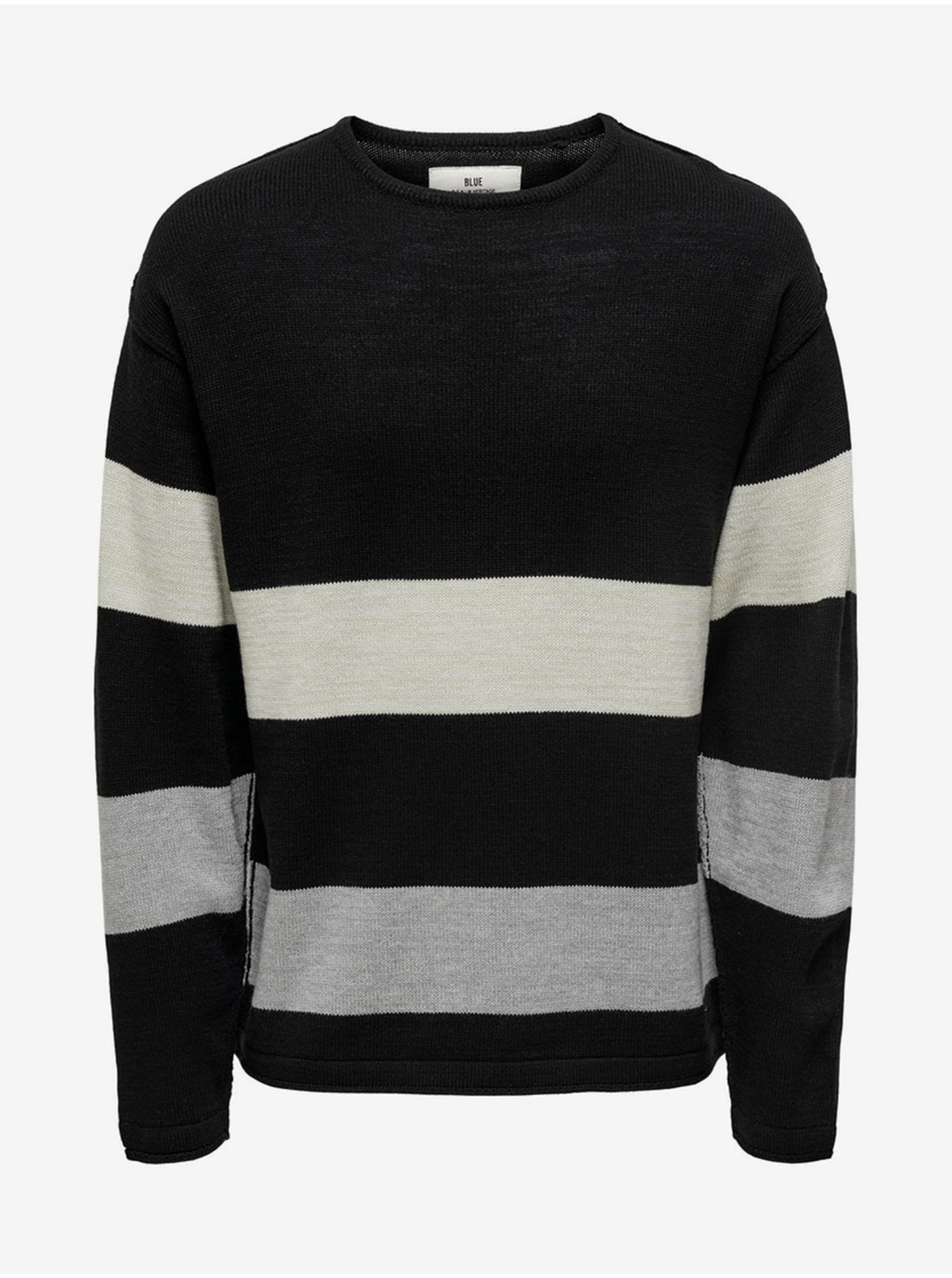 E-shop Čierny vzorovaný sveter ONLY & SONS Jan