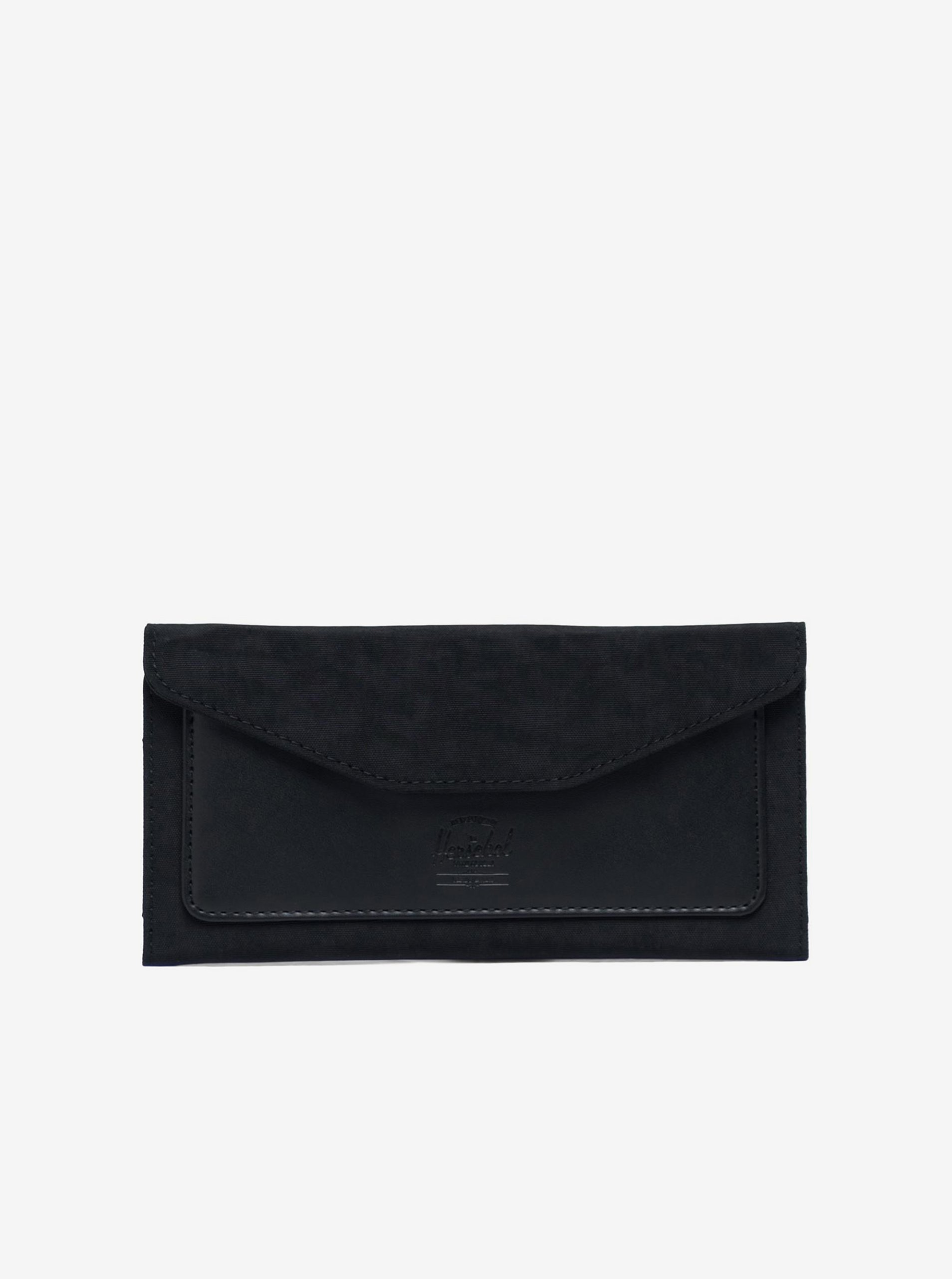 Lacno Čierna kožená peňaženka Herschel Supply