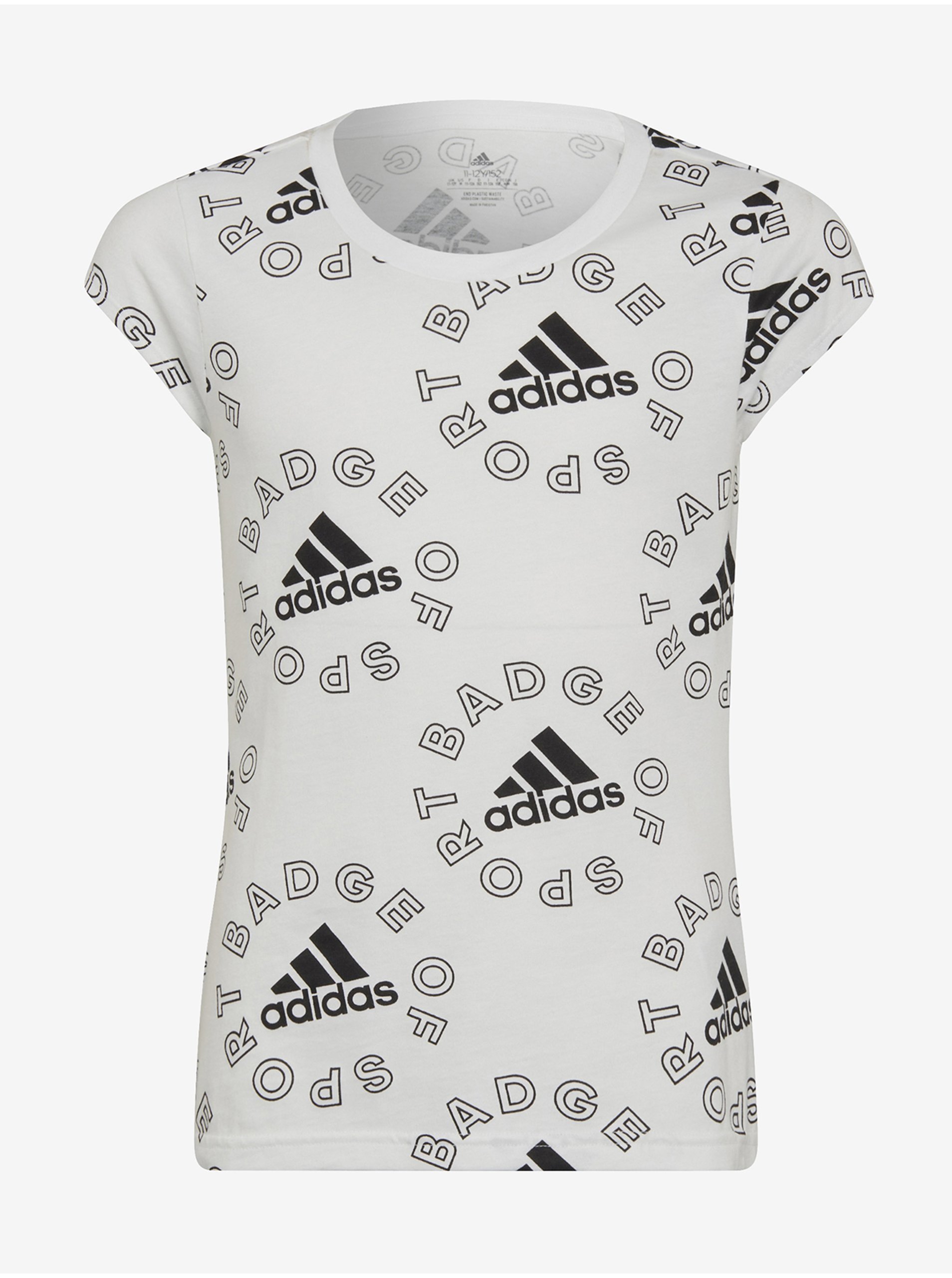 Levně Bílé holčičí vzorované tričko adidas Performance