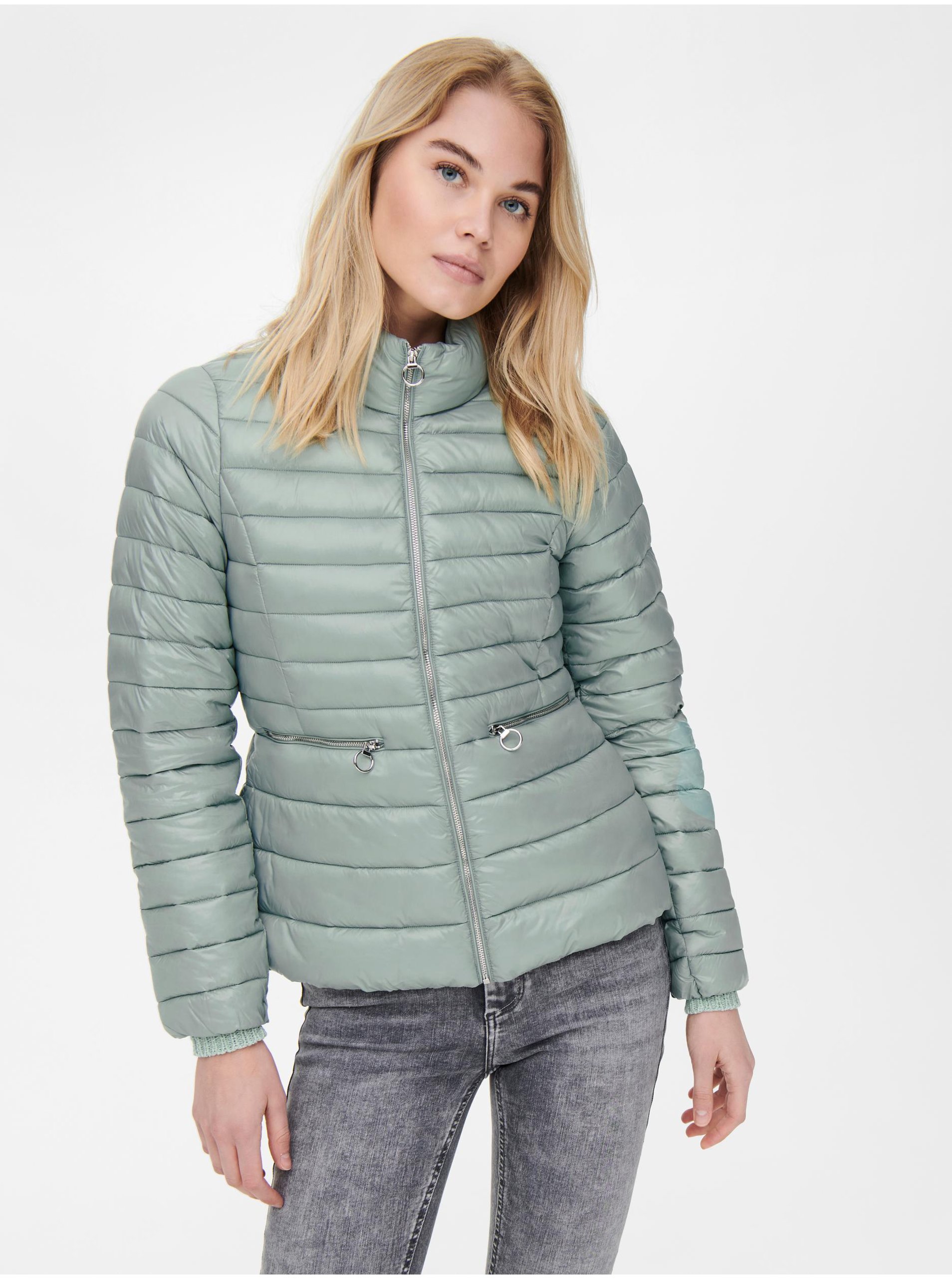 E-shop Světle zelená dámská prošívaná zimní bunda ONLY Madeline