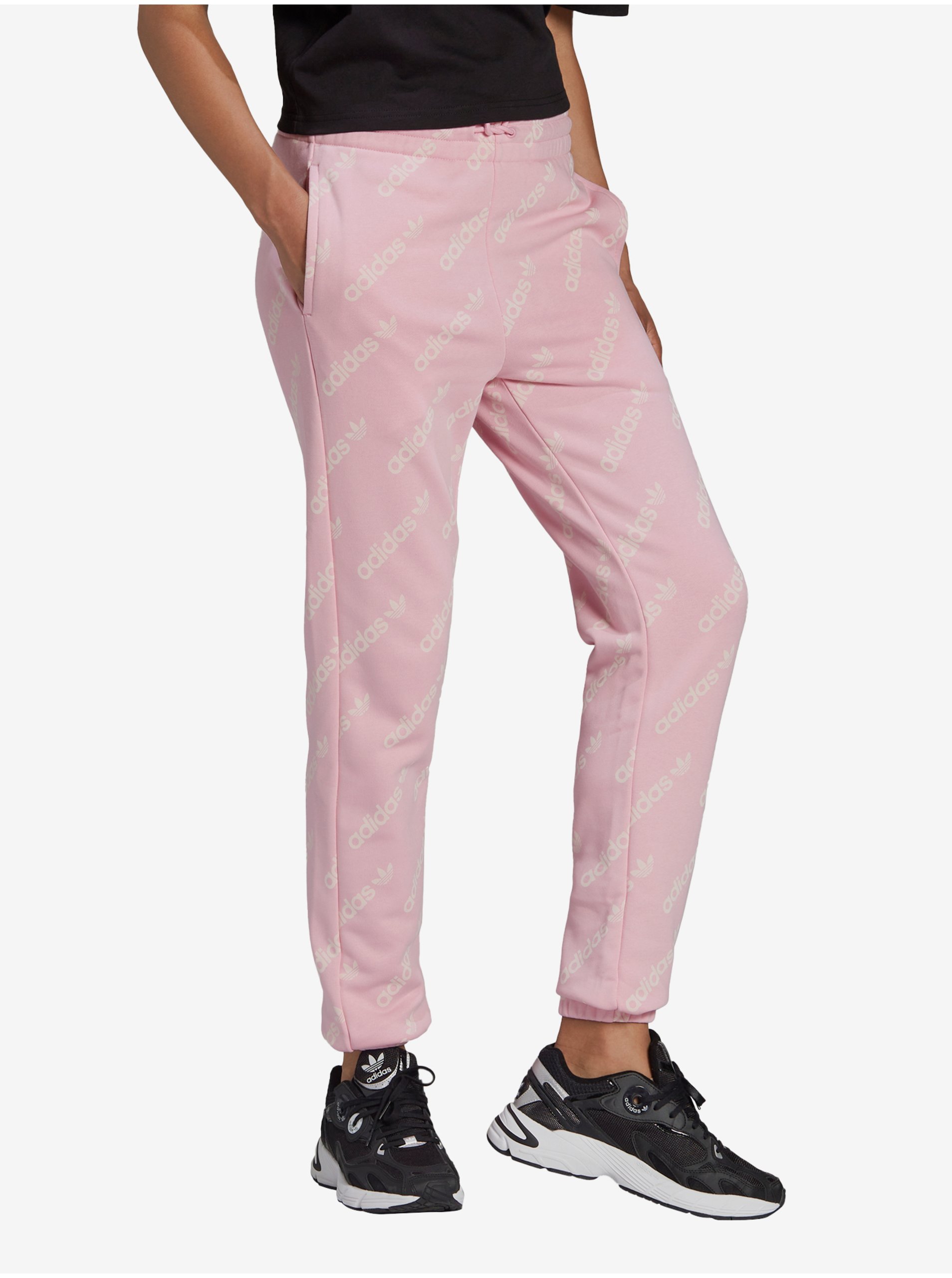 E-shop Ružové dámske vzorované tepláky adidas Originals