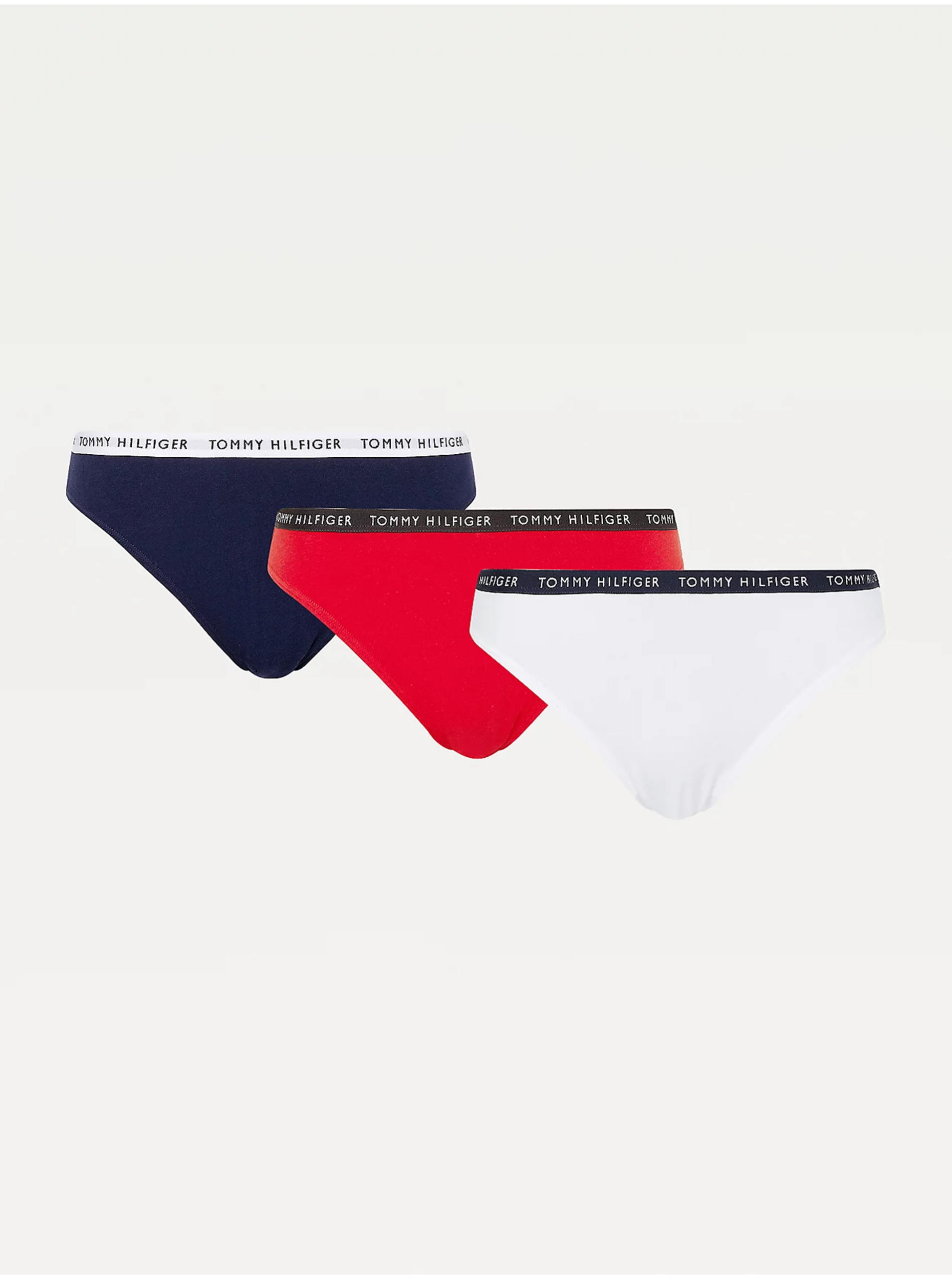 E-shop Sada troch dámskych nohavičiek v modrej, bielej a červenej farbe Tommy Hilfiger Underwear