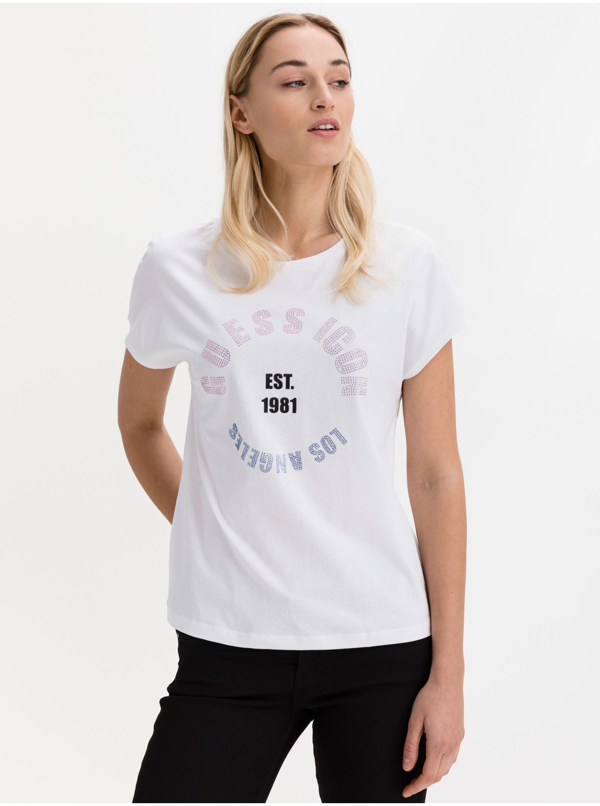 E-shop Bílé dámské tričko Guess Tonya