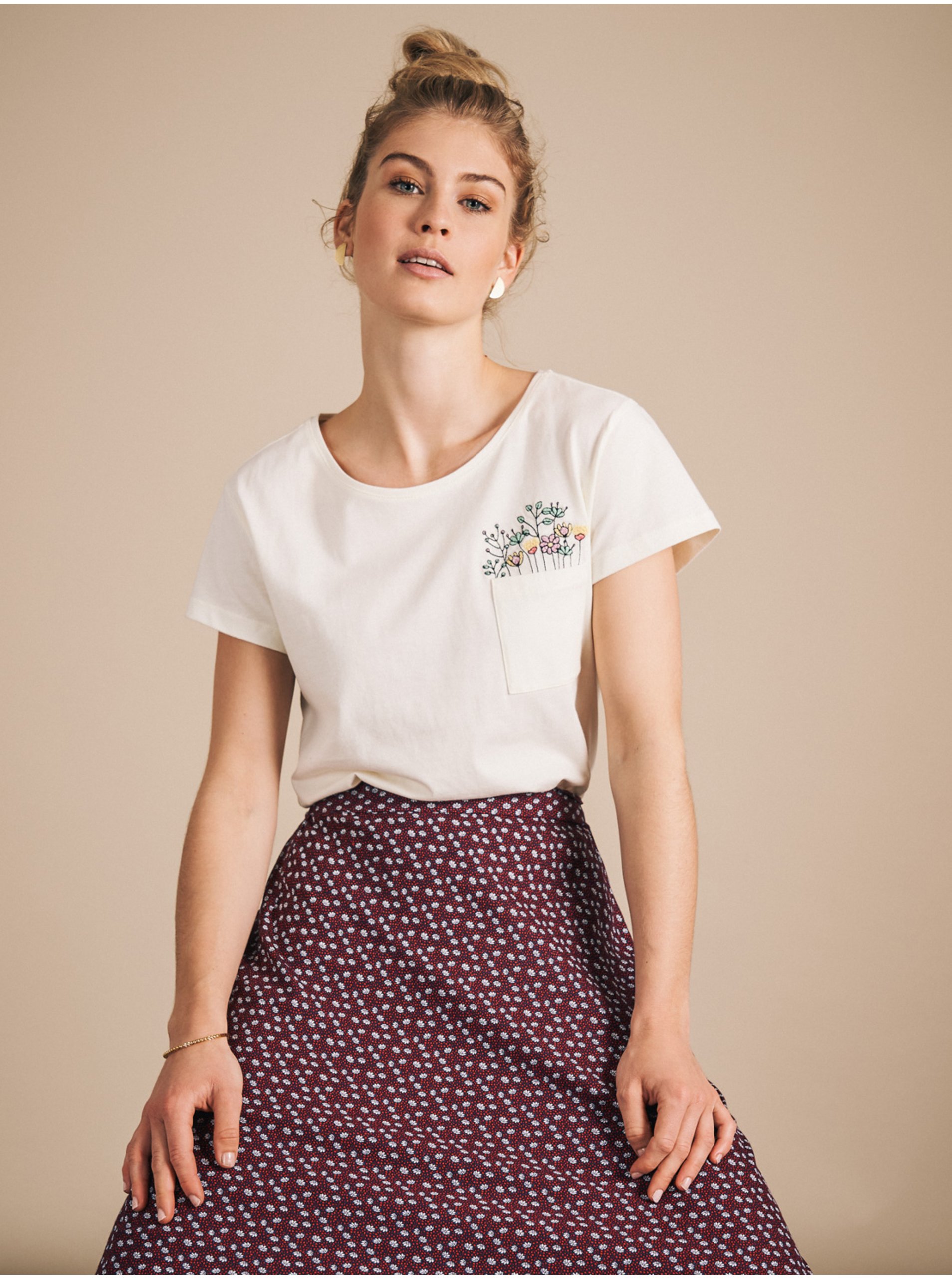 E-shop Krémové dámské tričko Tranquillo